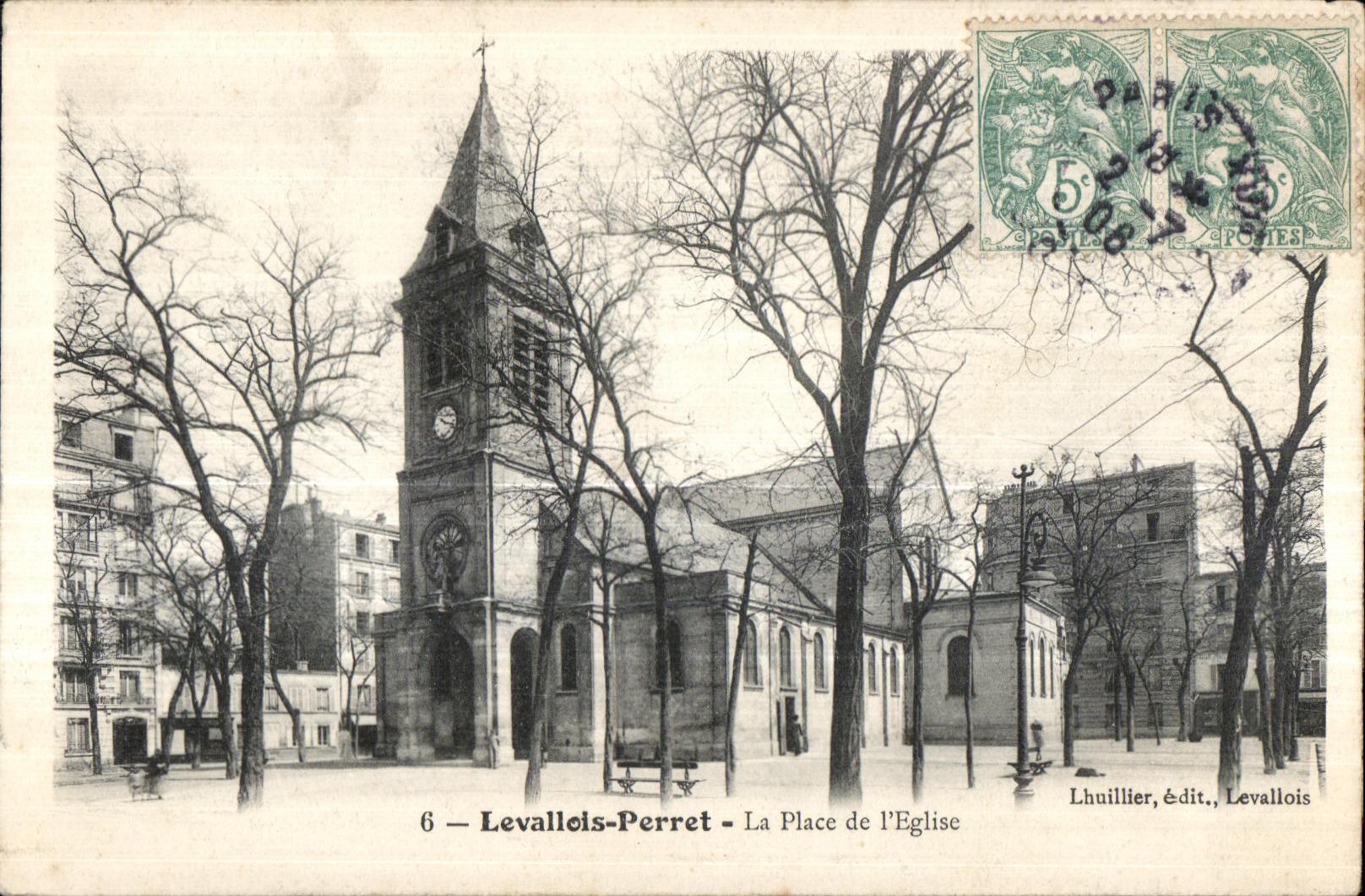 CPA Levallois Perret el lugar de la iglesia