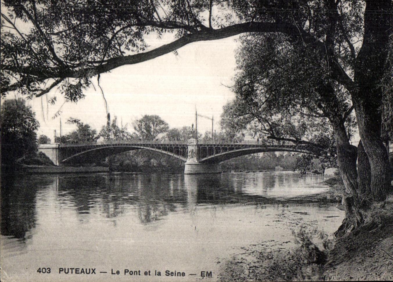 CPA Puteaux el puente y el Seine