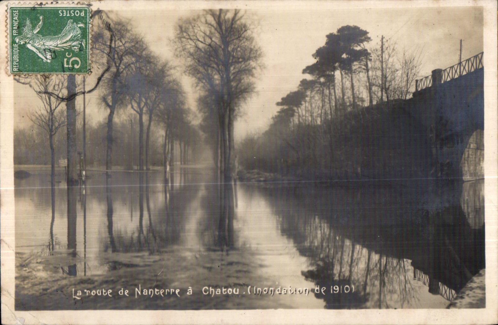 CPA el camino de Nanterre tiene Chatou (la inundacion de 1910)