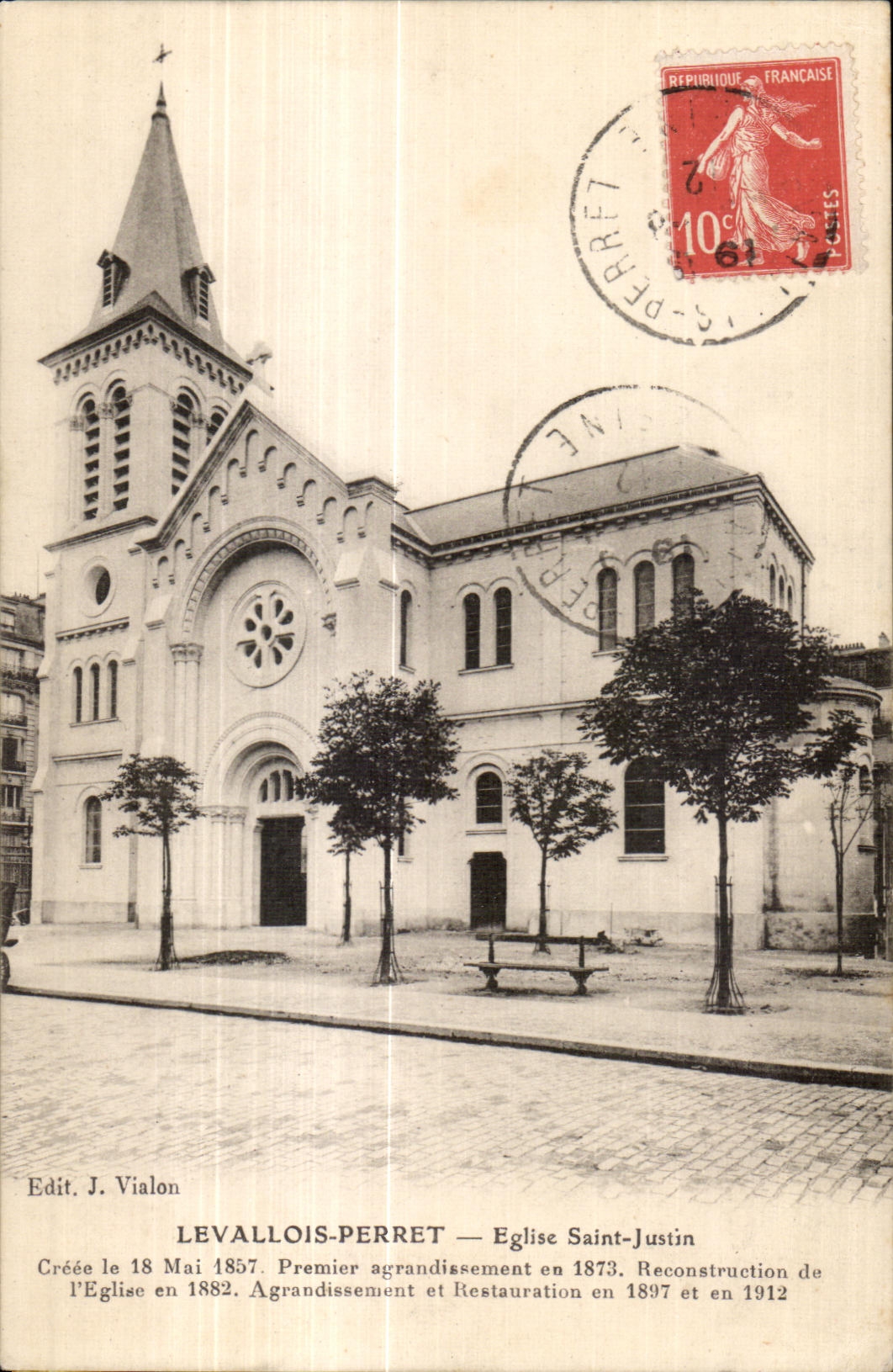 Iglesia Saint Justin de CPA Levallois Perret