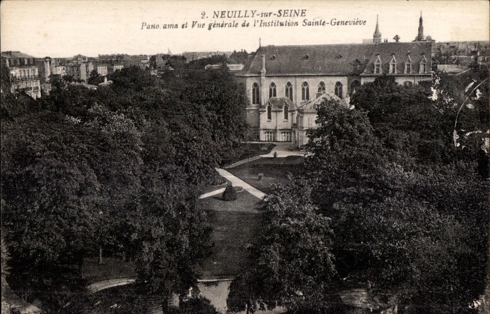 CPA Neuilly sur Seine Panorama and View of Sainte Genevieve Institution