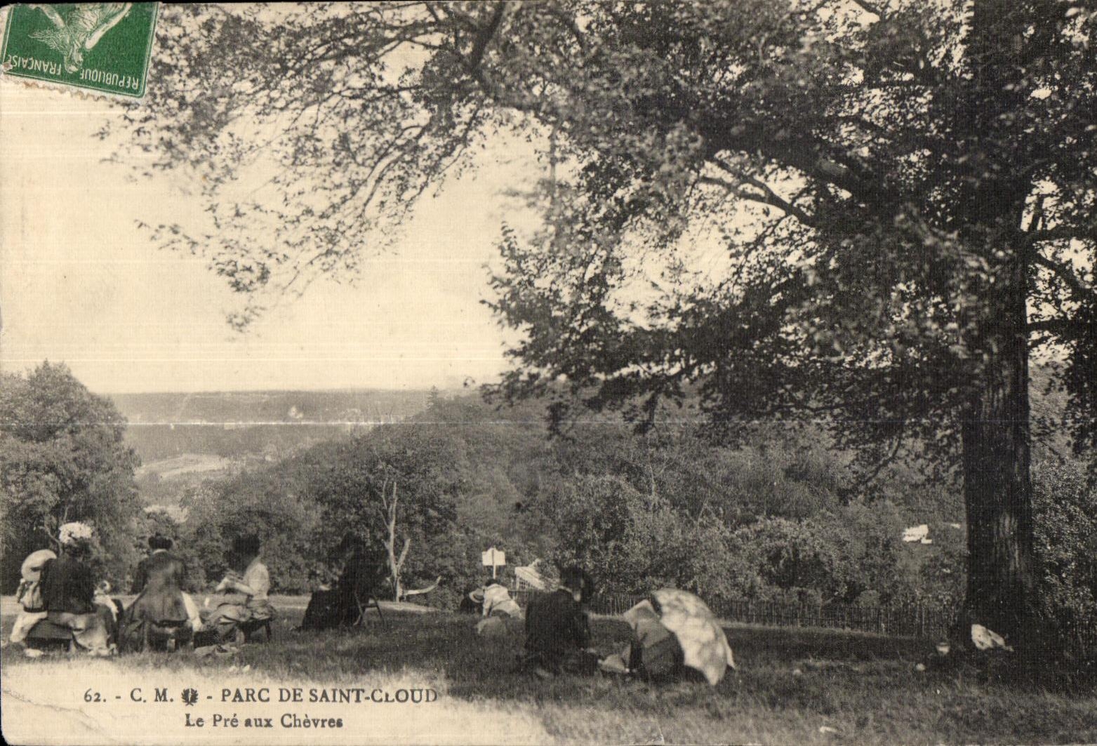 CPA Park Of Saint Cloud the Pre one with the Goats Goat Goat