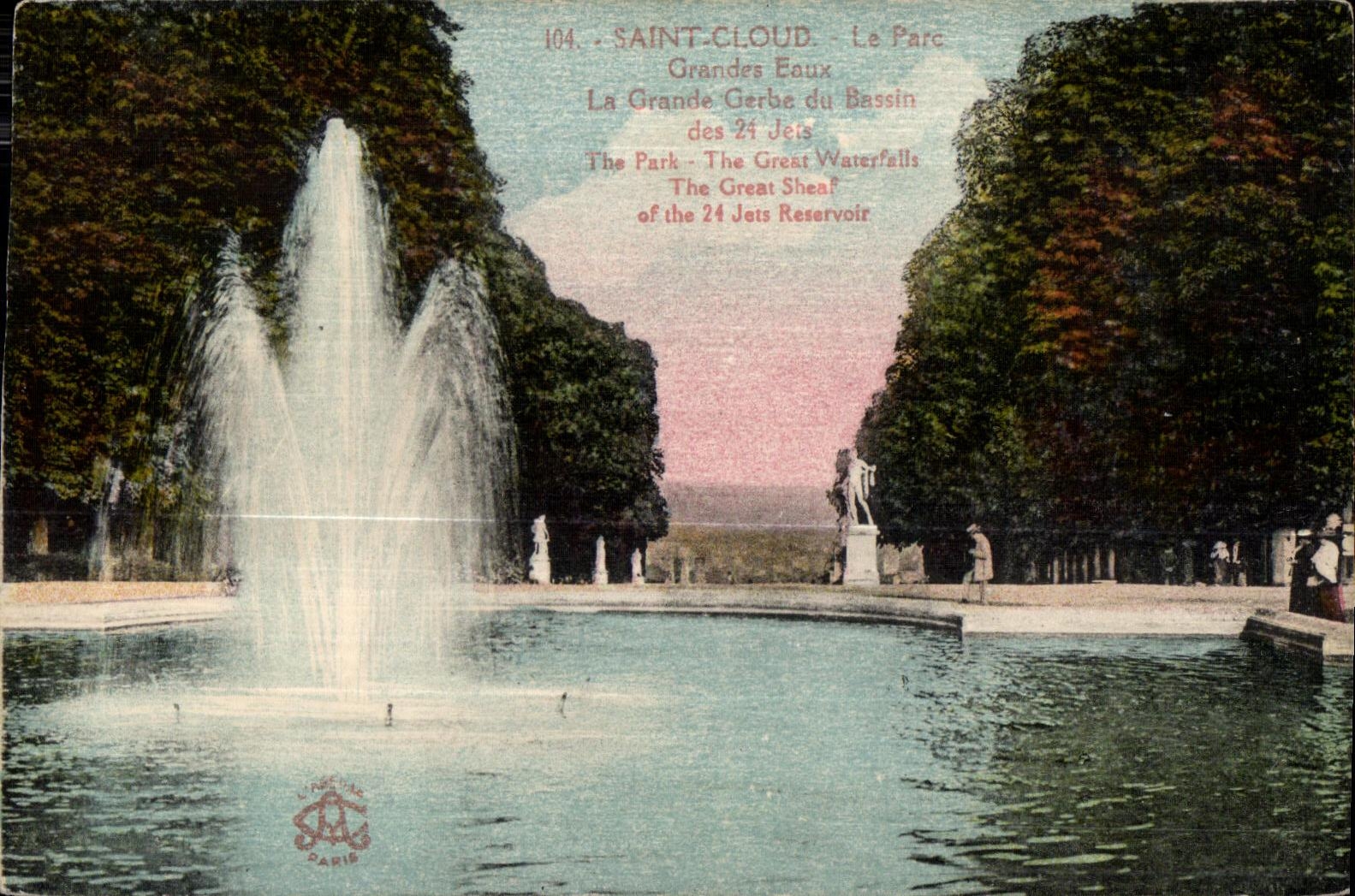 CPA Saint Cloud Le Parc Grandes Eaux La Grande Gerbe du Bassin