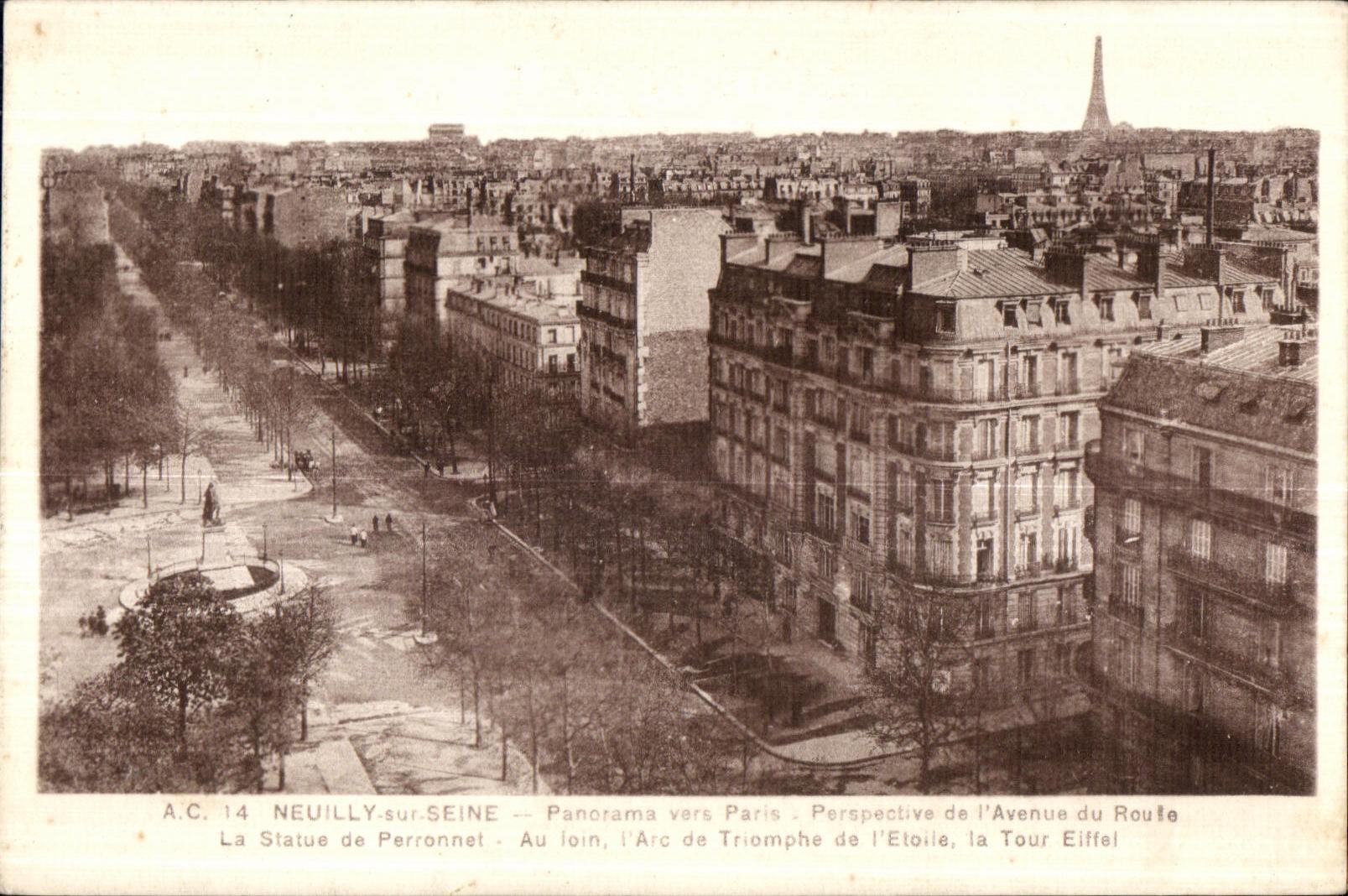 CPA Neuilly sur Seine Panorama rore Paris Perspective of Avenue of Rolls