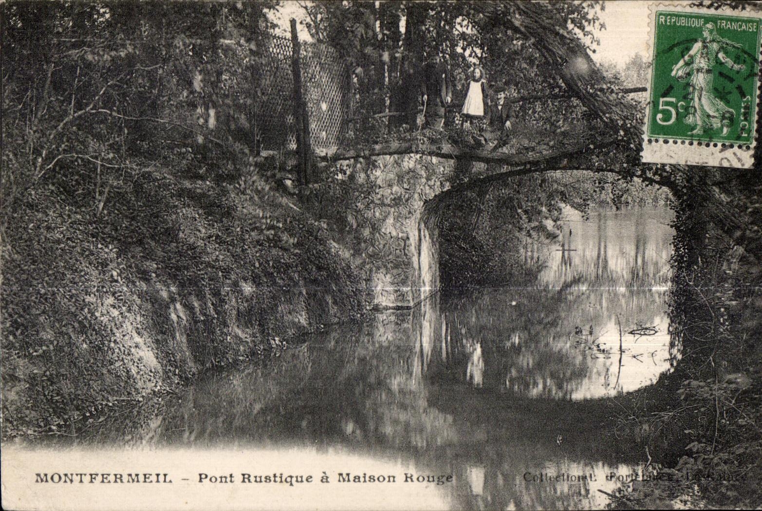 CPA Montfermeil rustico Pont tiene Maison rojo