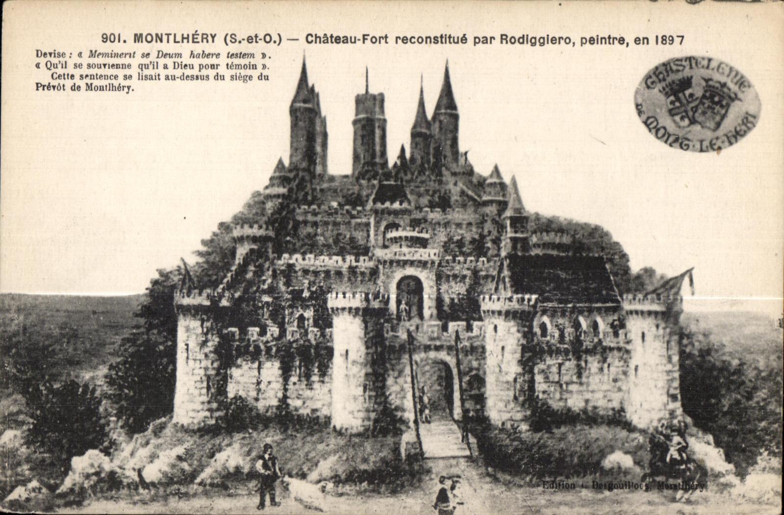 CPA Montlhery (S -et-O ) Chateau-Fort reconstitue par Rodiggiero peintre en 1897