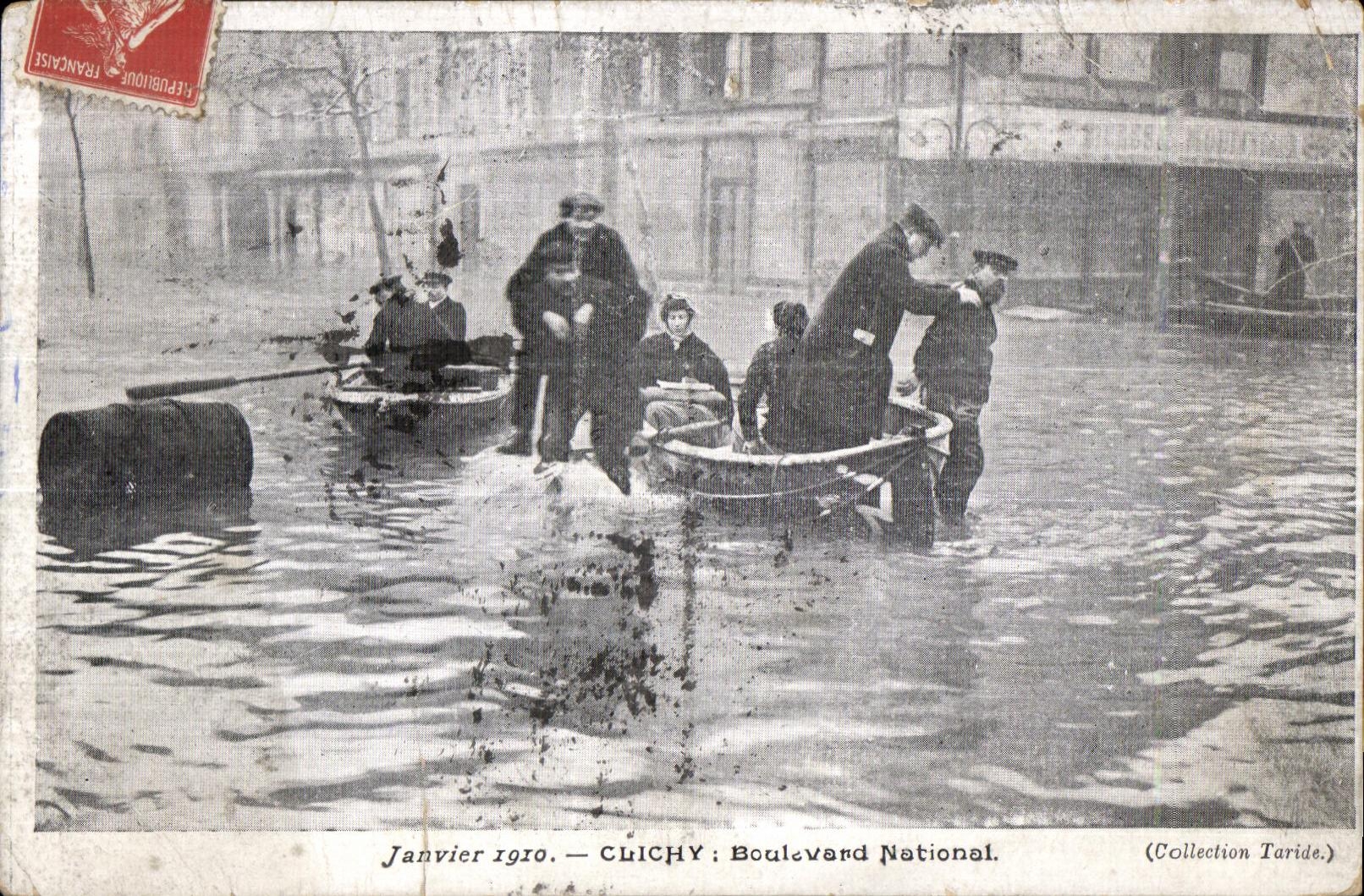 Clichy - Boulevard National - Janvier 1910 - Inondation - CPA