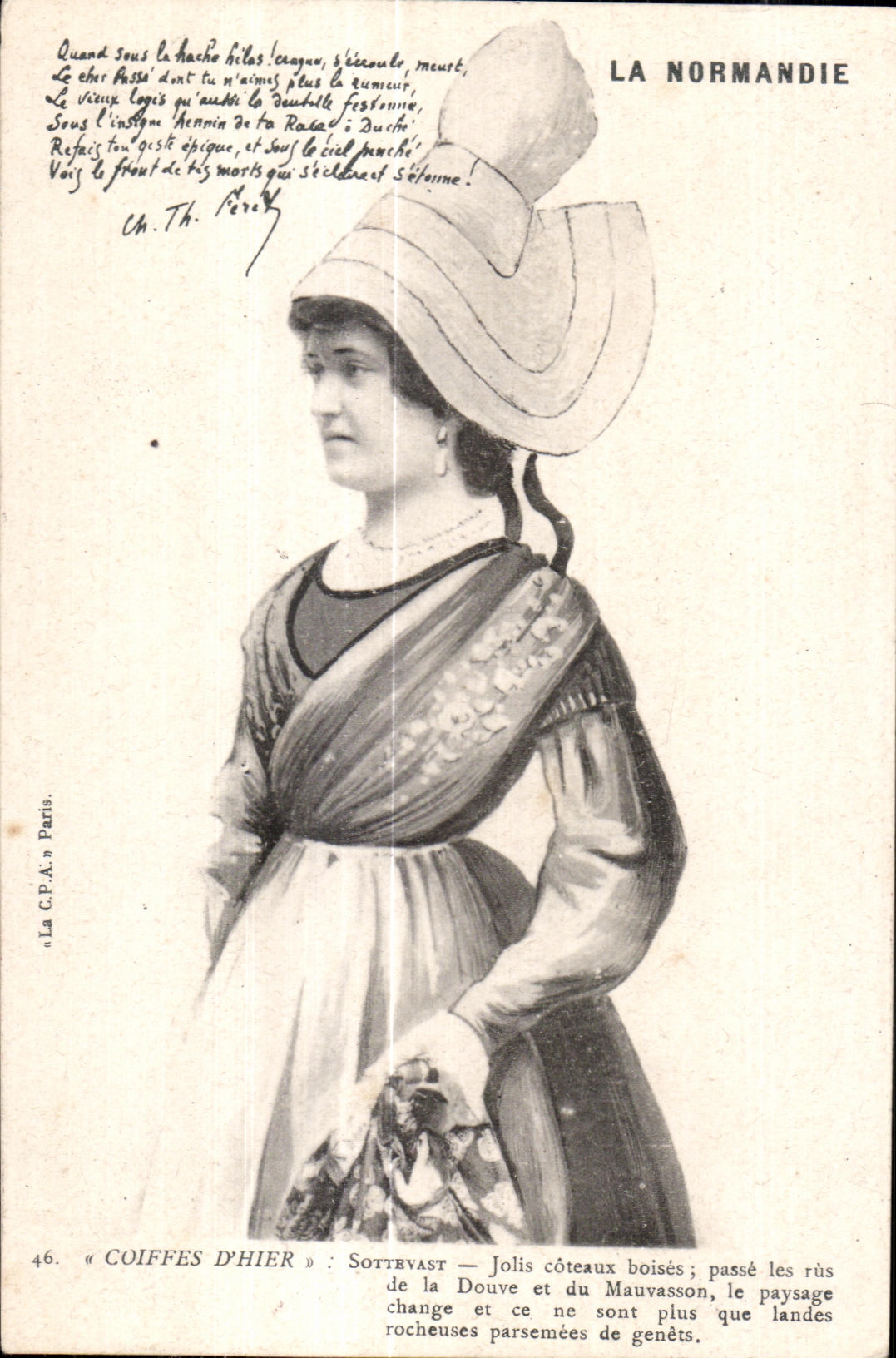 CPA La Normandie Coiffes d hier Coiffe Costume