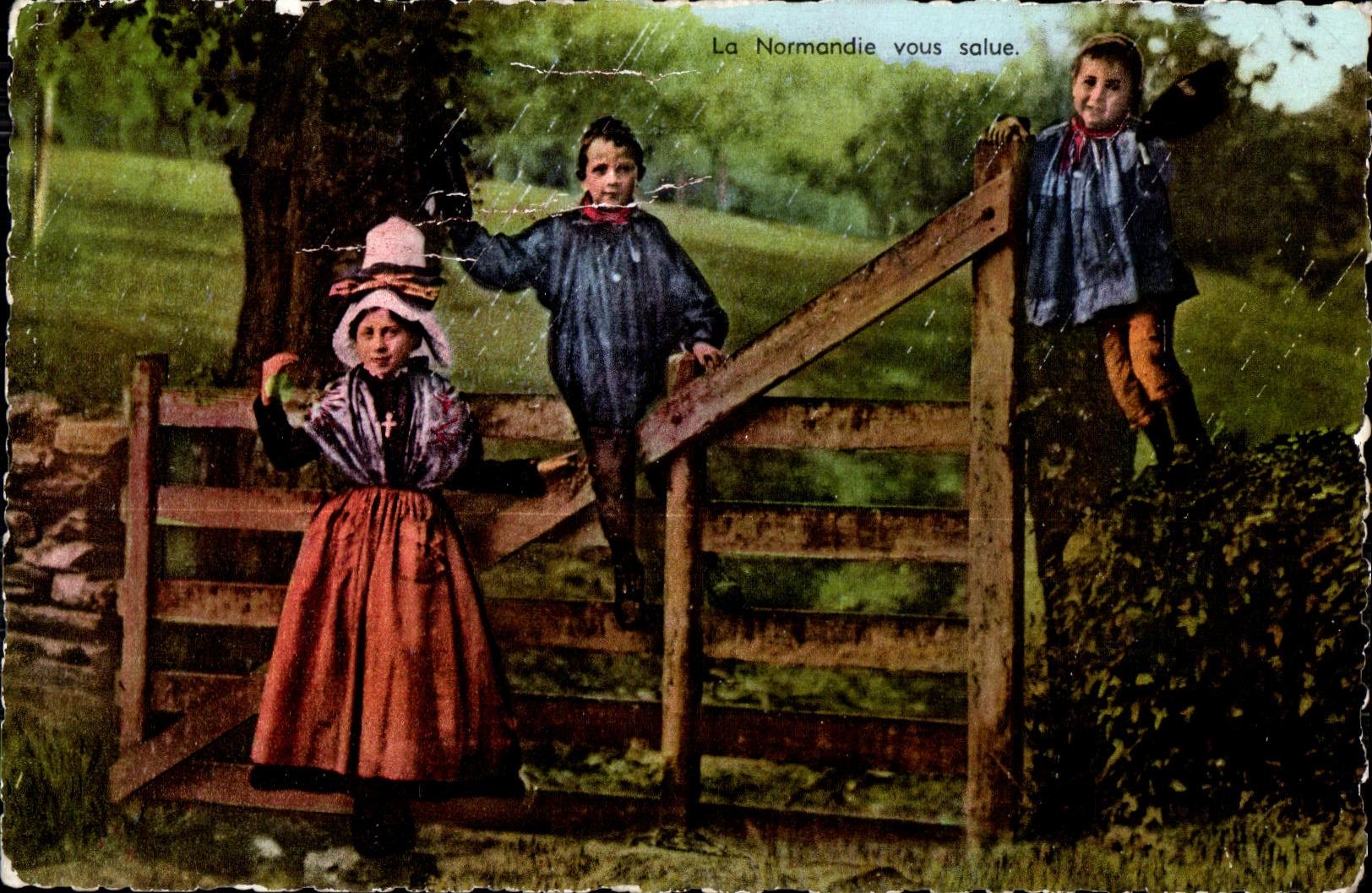 CPSM La Normandie Pittoresque Folklore Enfants