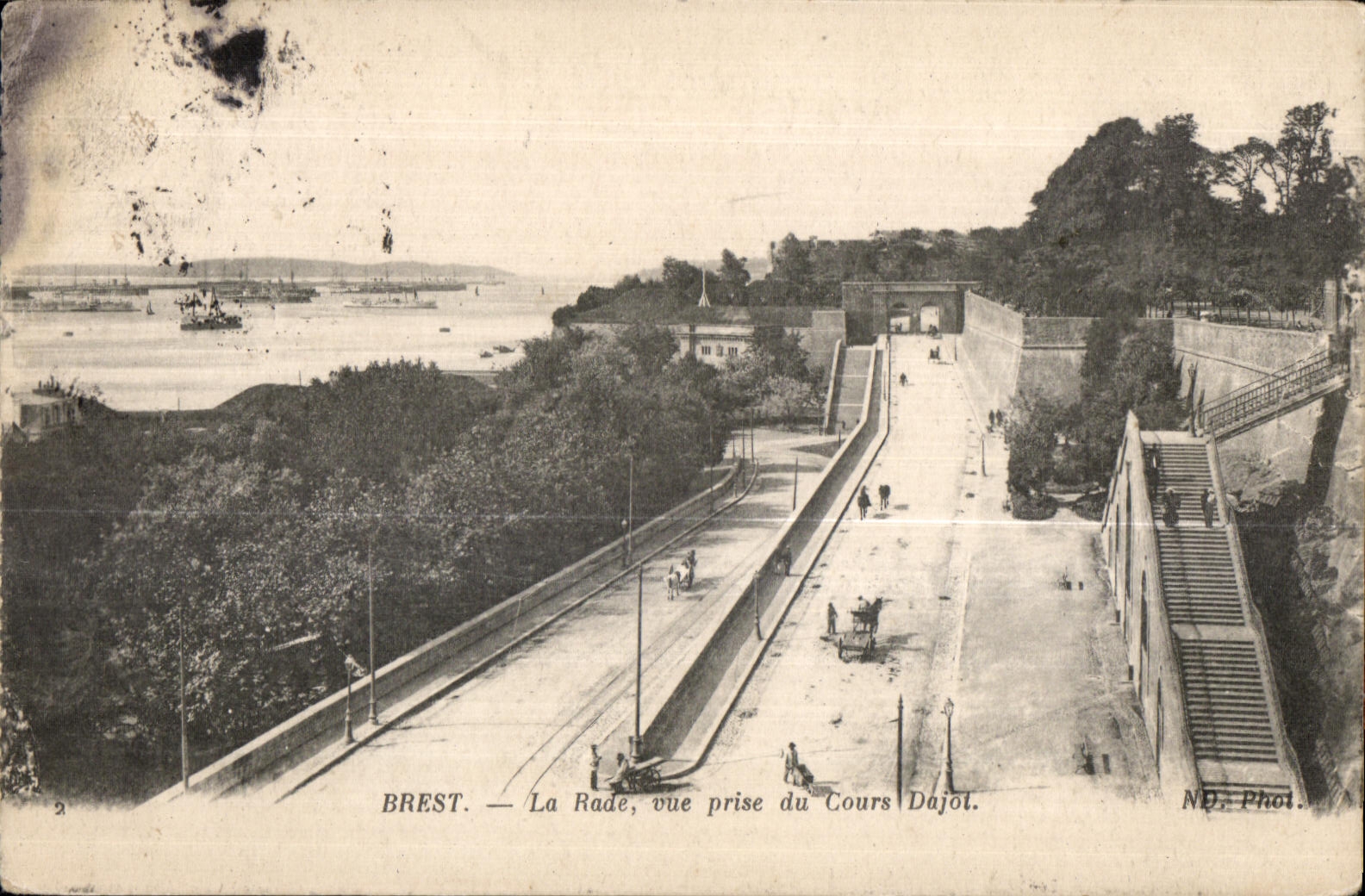 Brest - La Rade - Vue prise du Cours Dajot - CPA