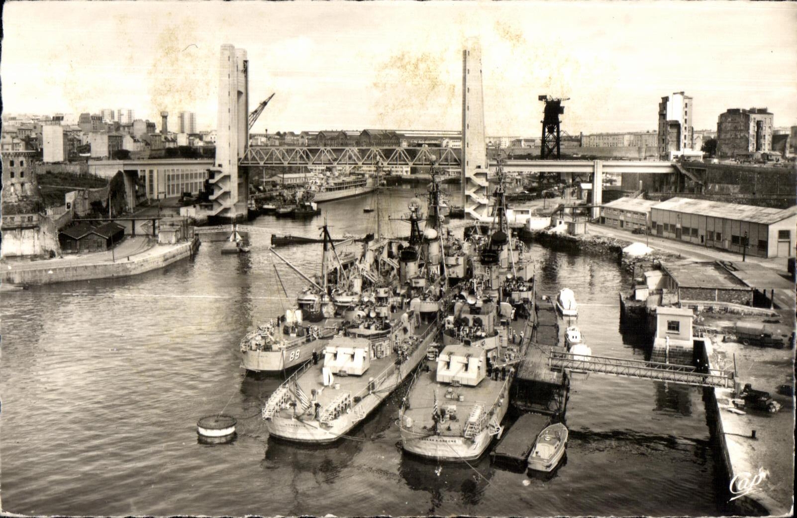 Brest - the Bridge of Recouvrance Boats - CPSM