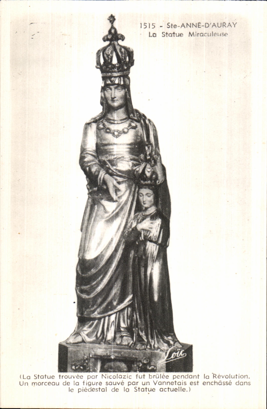 Sainte Anne Auray - the Statue Miraculous one - CPA