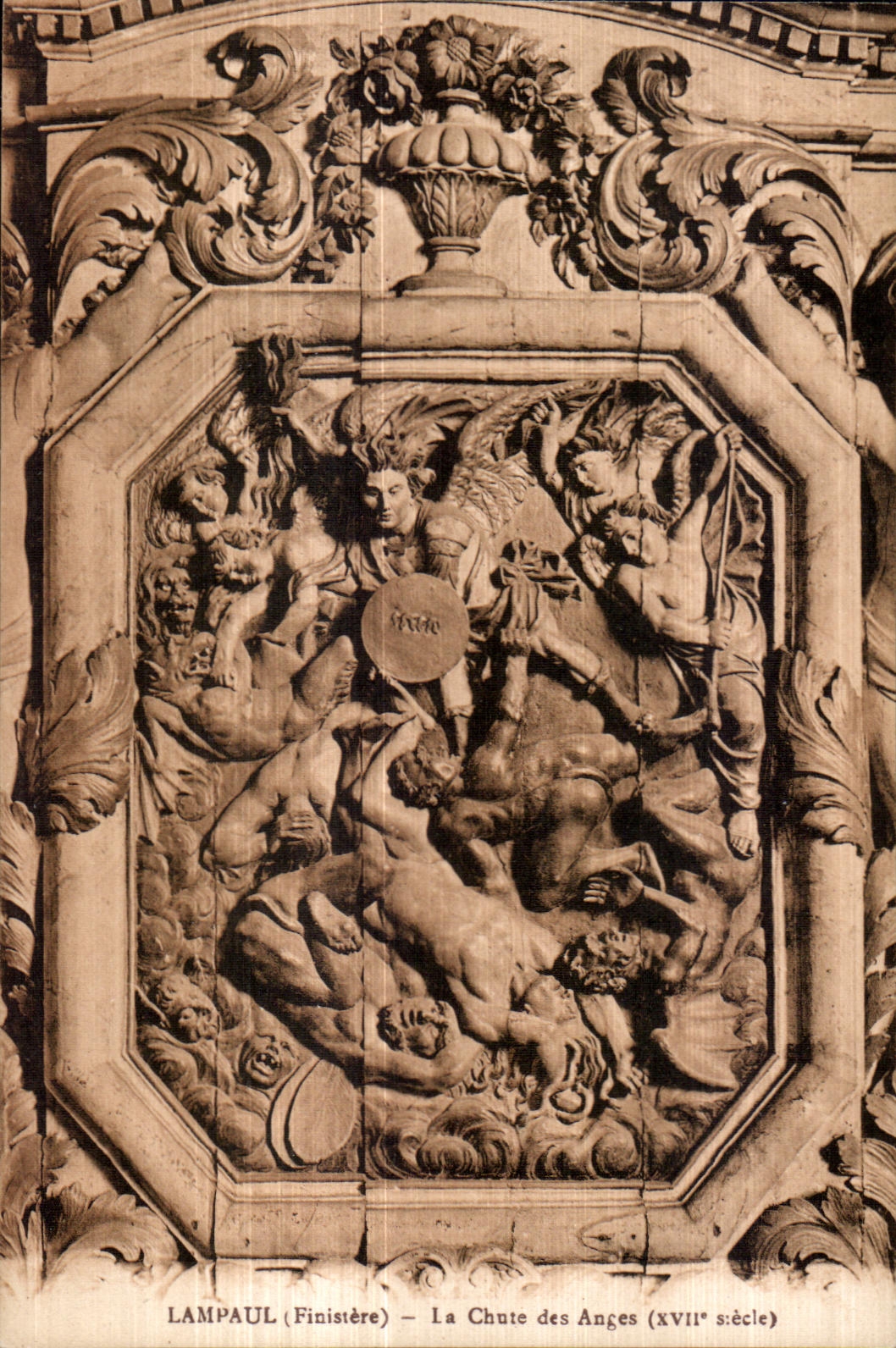 CPA Lampaul (Finistere) the Fall of the Angels (XVII century)