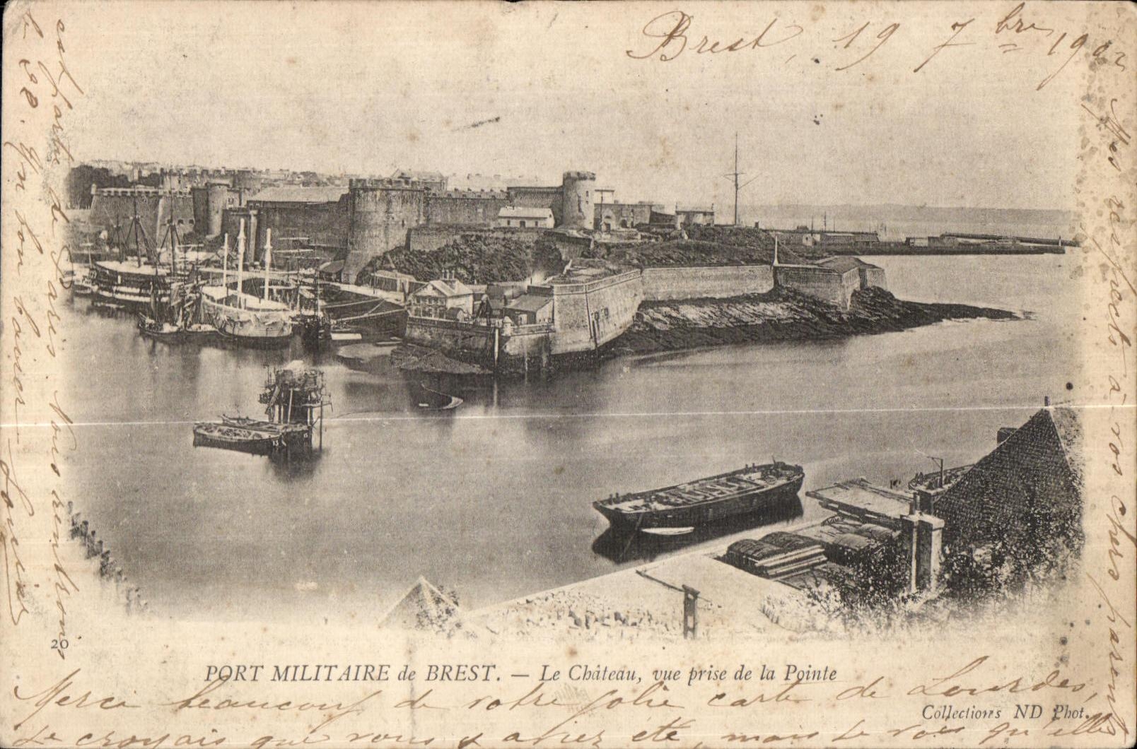 CPA Brest Naval port of Cbateau Seen from of the Point