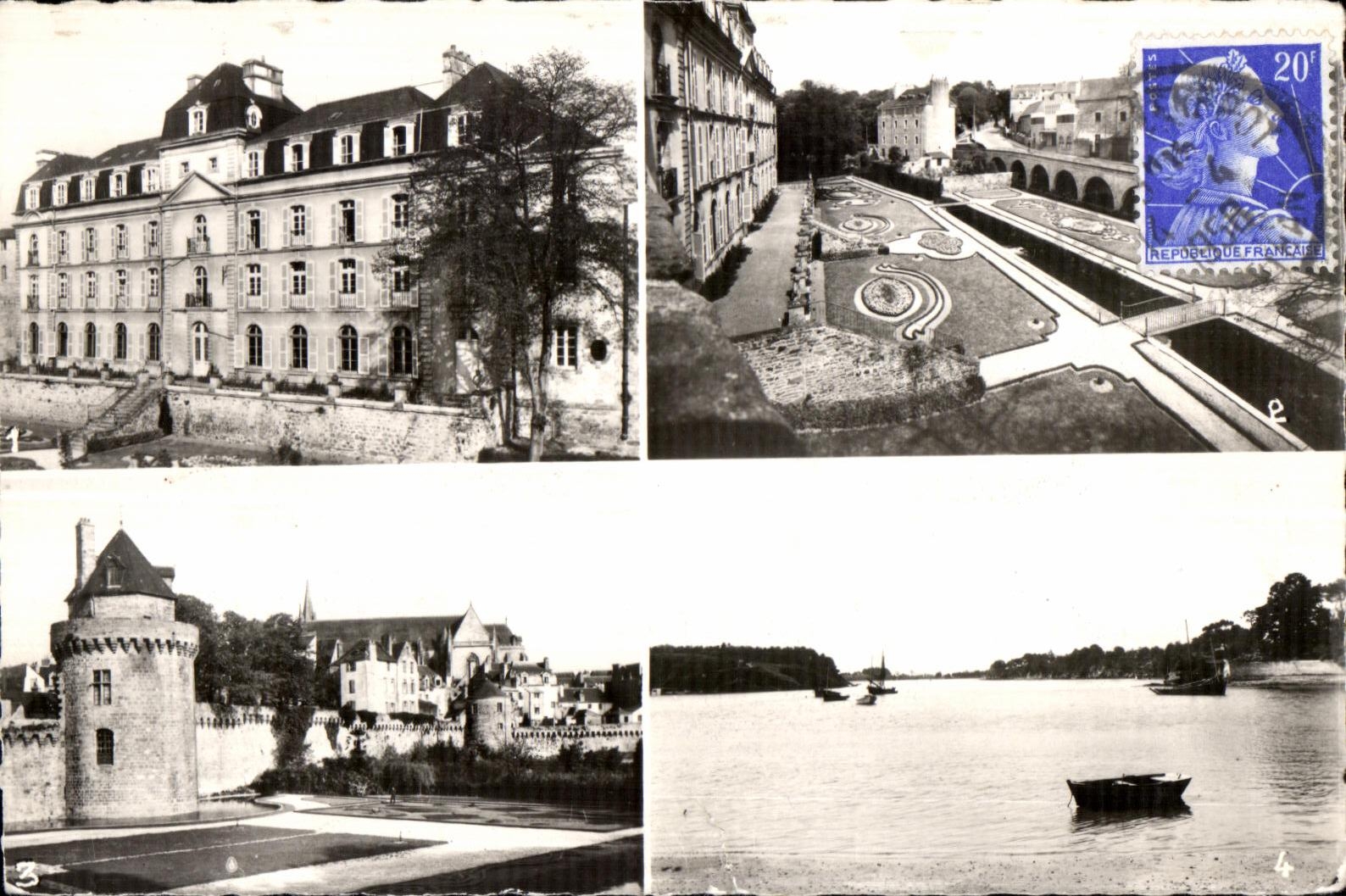 CPA Vannes el castillo de los jardines de Hermine del castillo de Hermine la torre del guardia y de la catedral el golfo