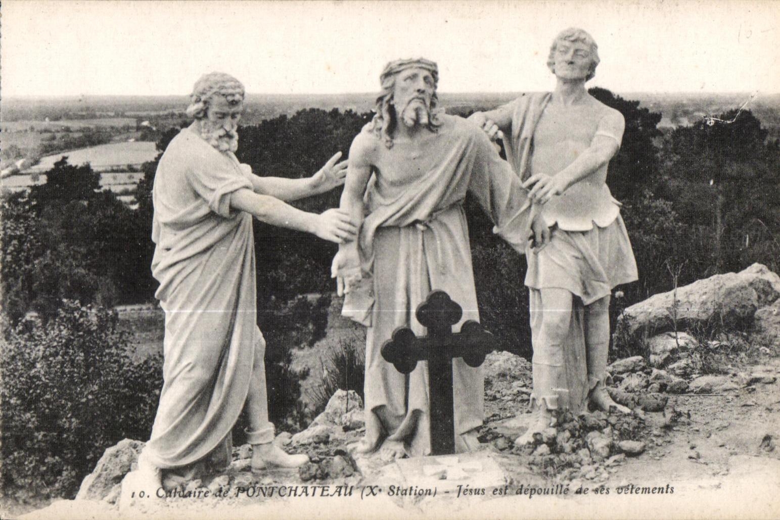 CPA Martyrdom of Pontchateau (X Station) Jesus and skin of