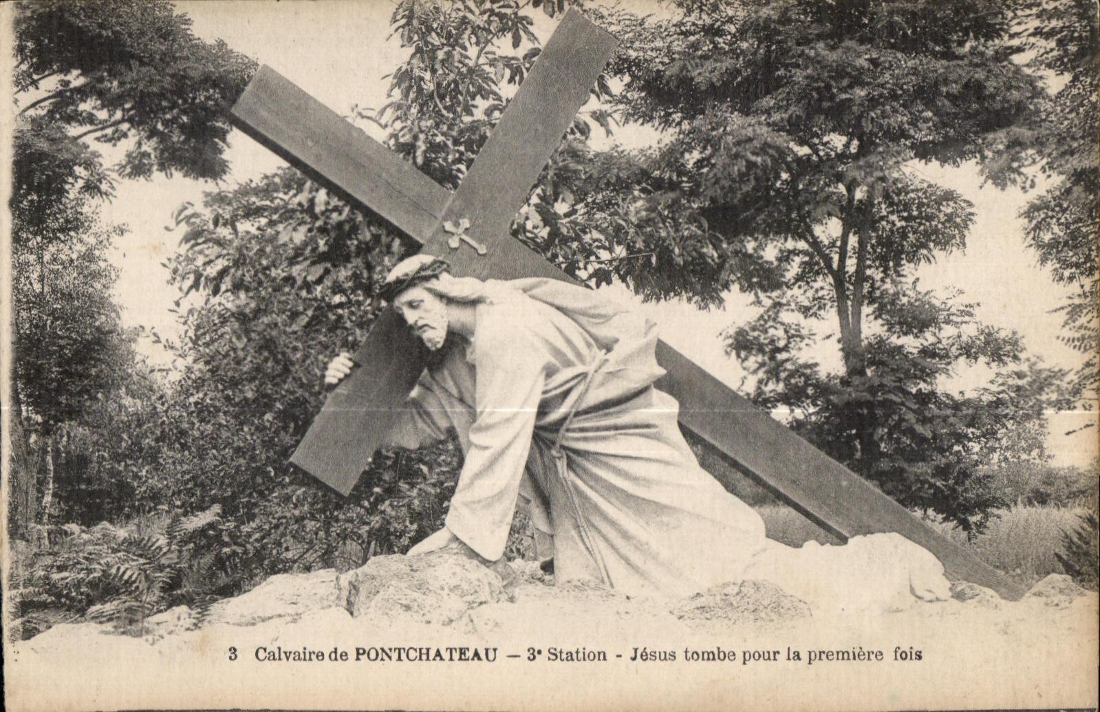 CPA Calvaire of PontChateau Station Jesus fall for the first time