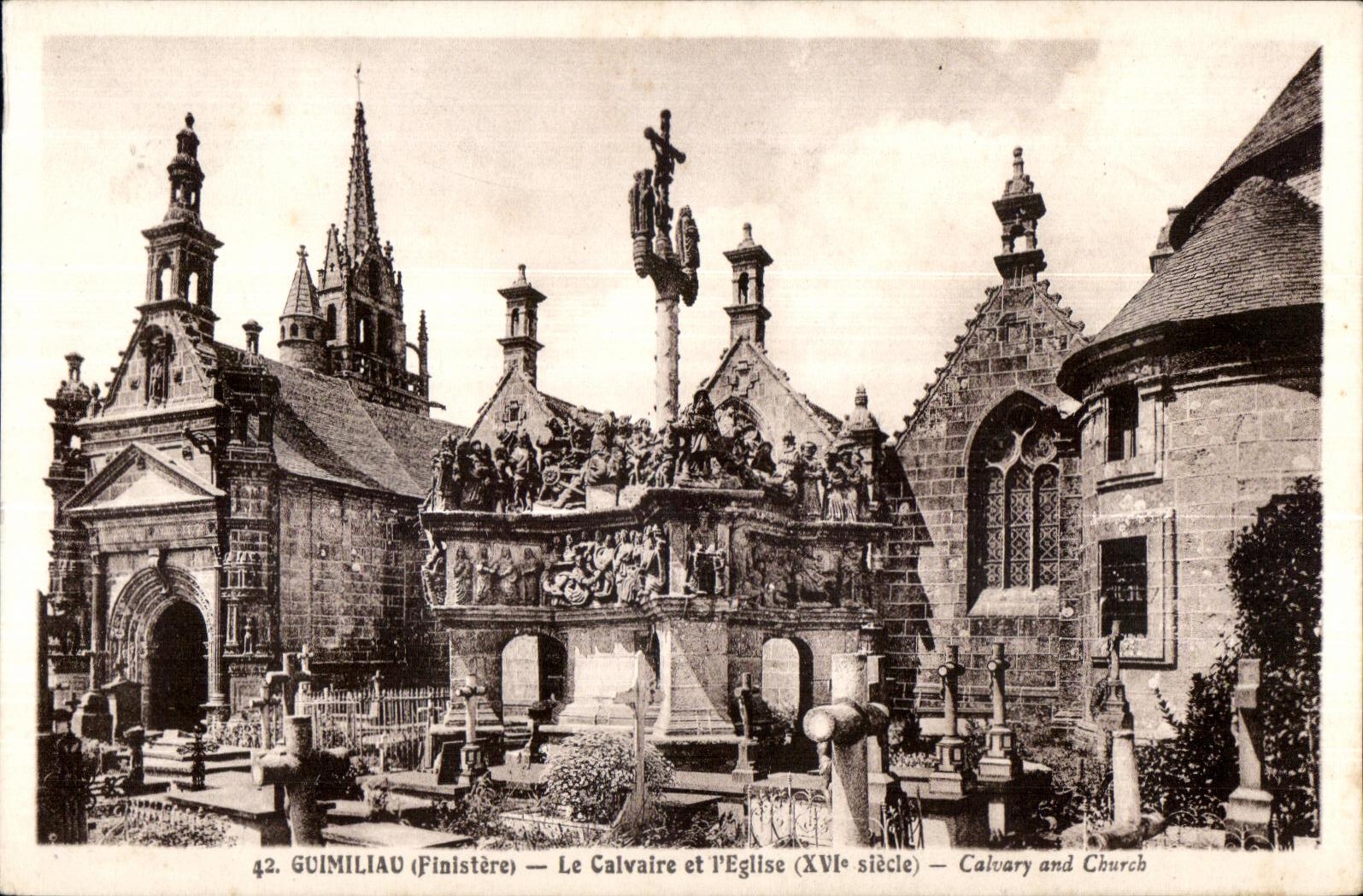 CPA Guimiliau (Finistere) Le Calvaire et l Eglise (XVI siecle) Calvary and cburcb)