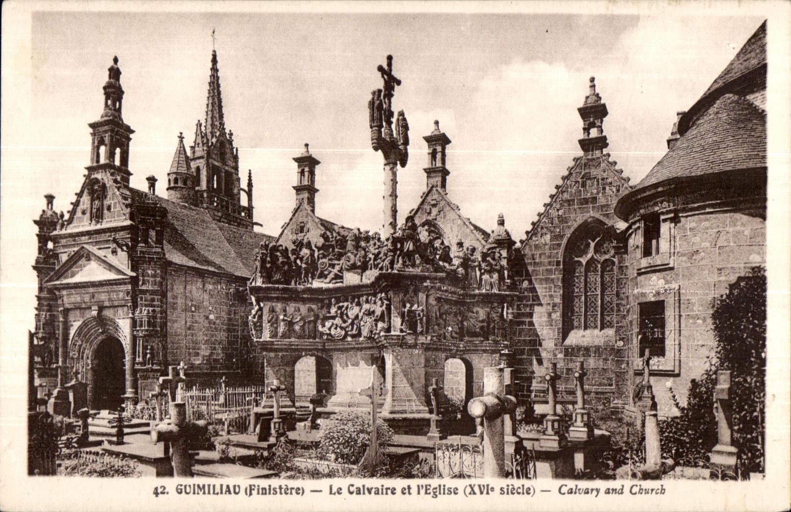 CPA Guimiliau (Finistere) Le Calvaire et l Eglise (XVI siecle) Calvary and cburcb)
