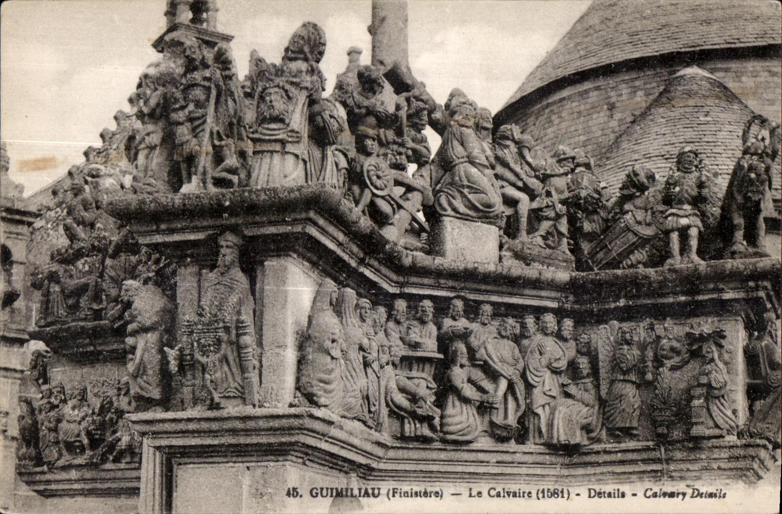 CPA Guimiliau (finistere) Le Calvaire (1581) Derails Calvery Details