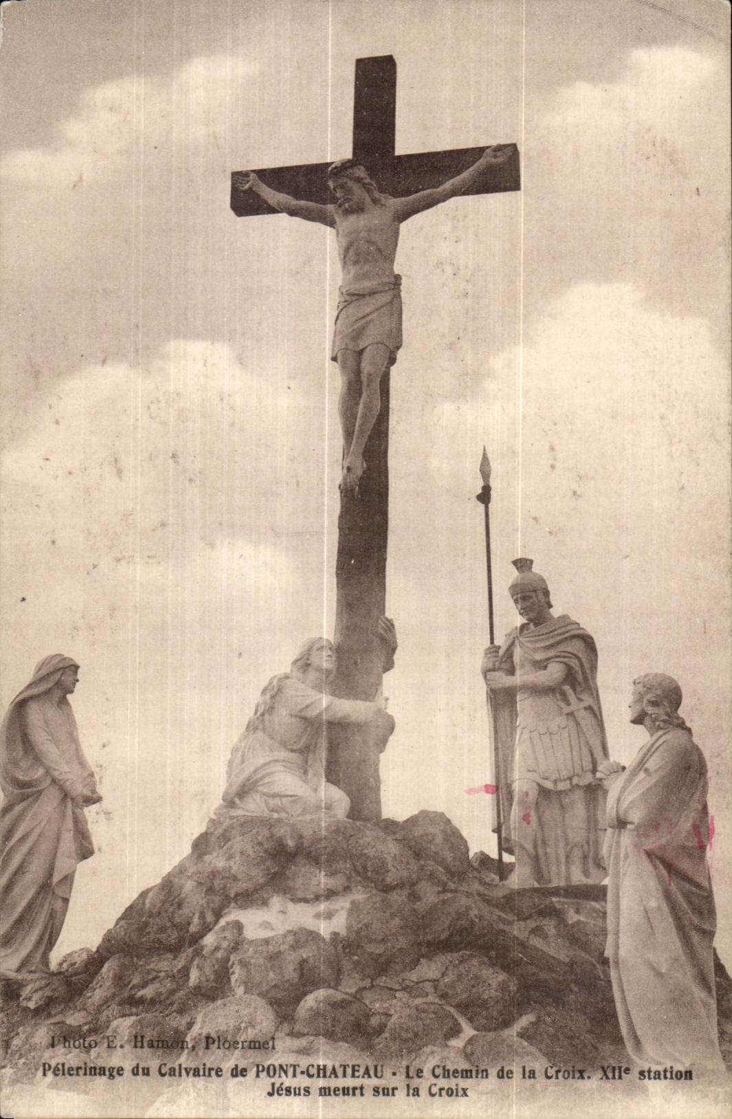 CPA Pelerinage Martyrdom De Pontchateau the Way of Cross XII Jesus station dies on the Cross