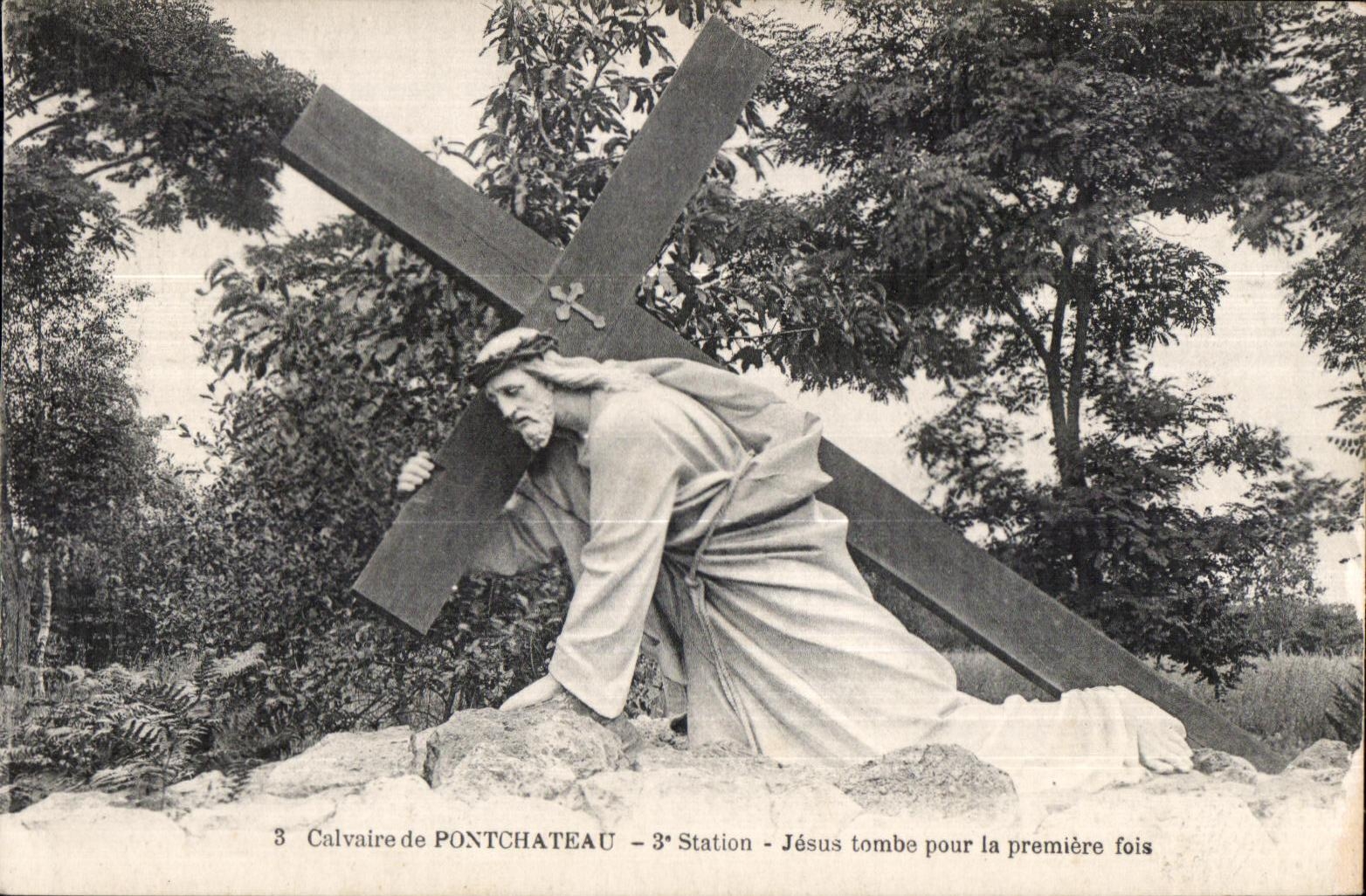 CPA Calvaire De Pontchateau Station Jesus fall for the First time