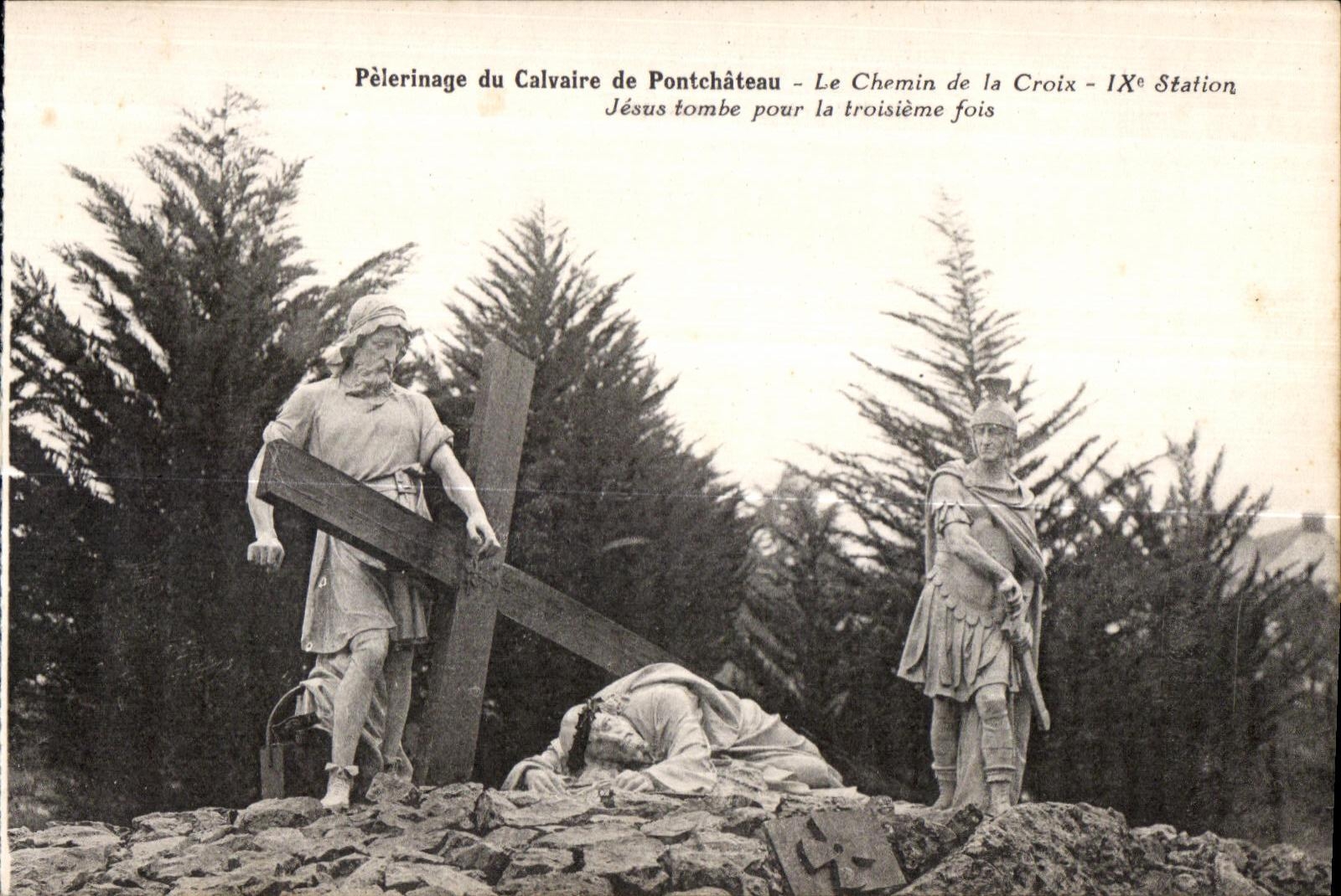 CPA Pelerinage del martirio de Pontchateau la manera de la caida de la cruz de Jesus para la tercera vez
