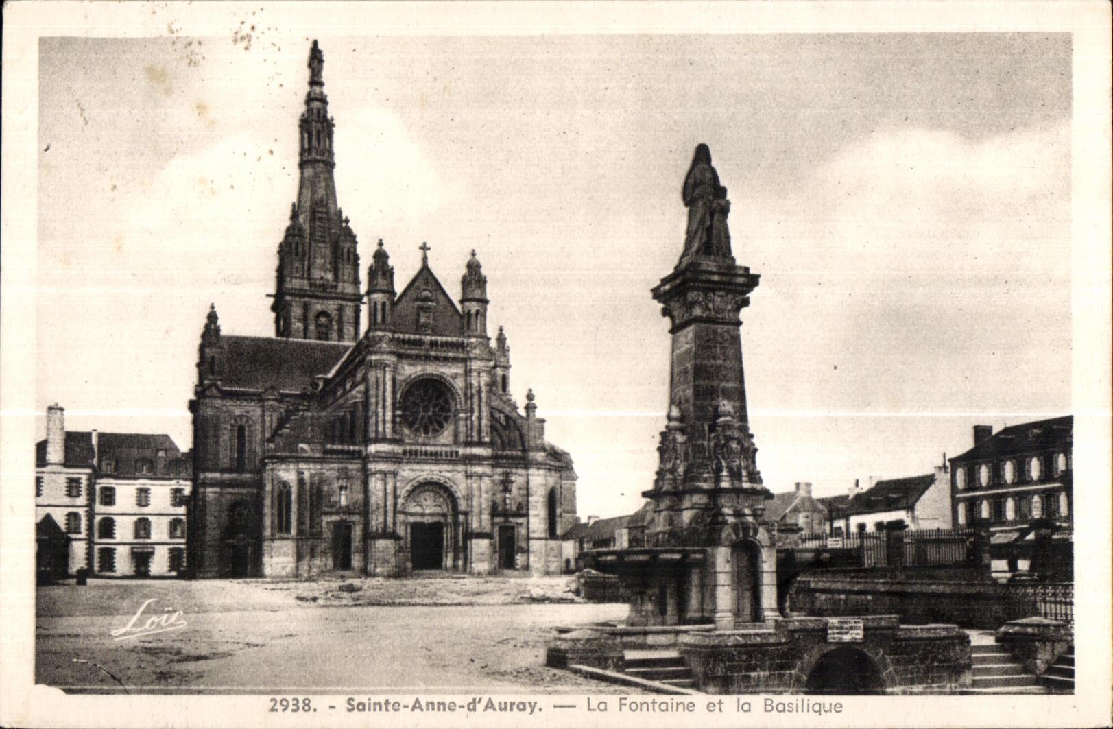 CPA Sainte Anne Auray the Fountain and the Basilica