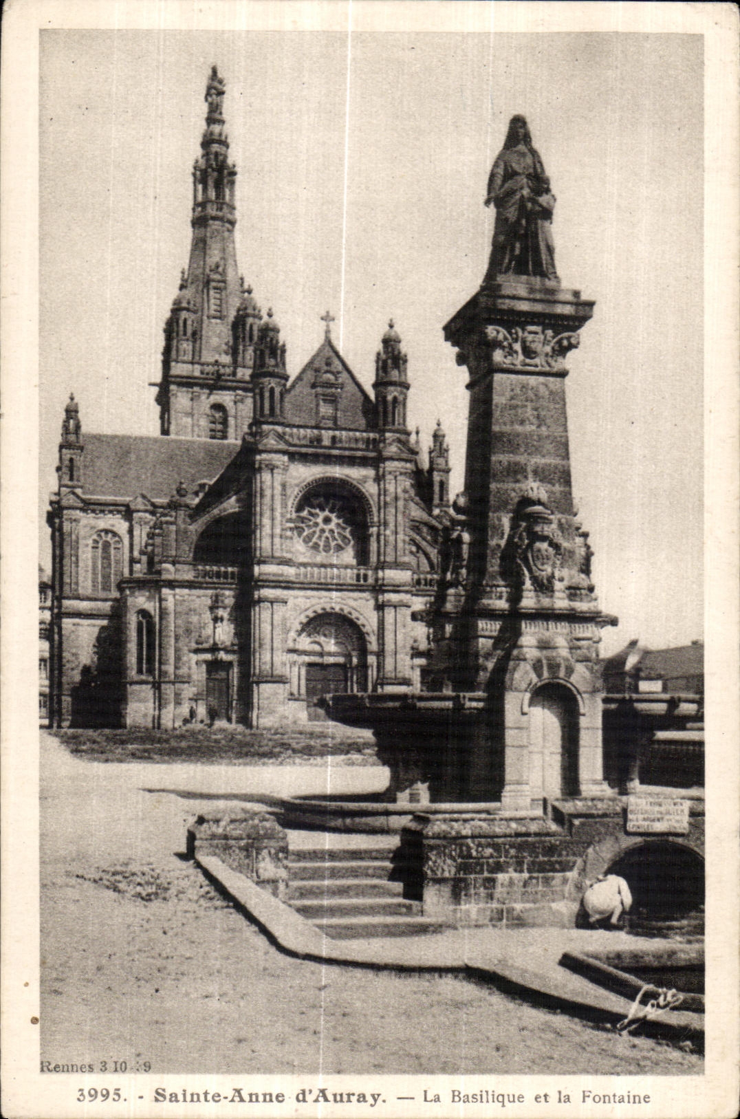 CPA Anne Auray the Basilica and the Fountain