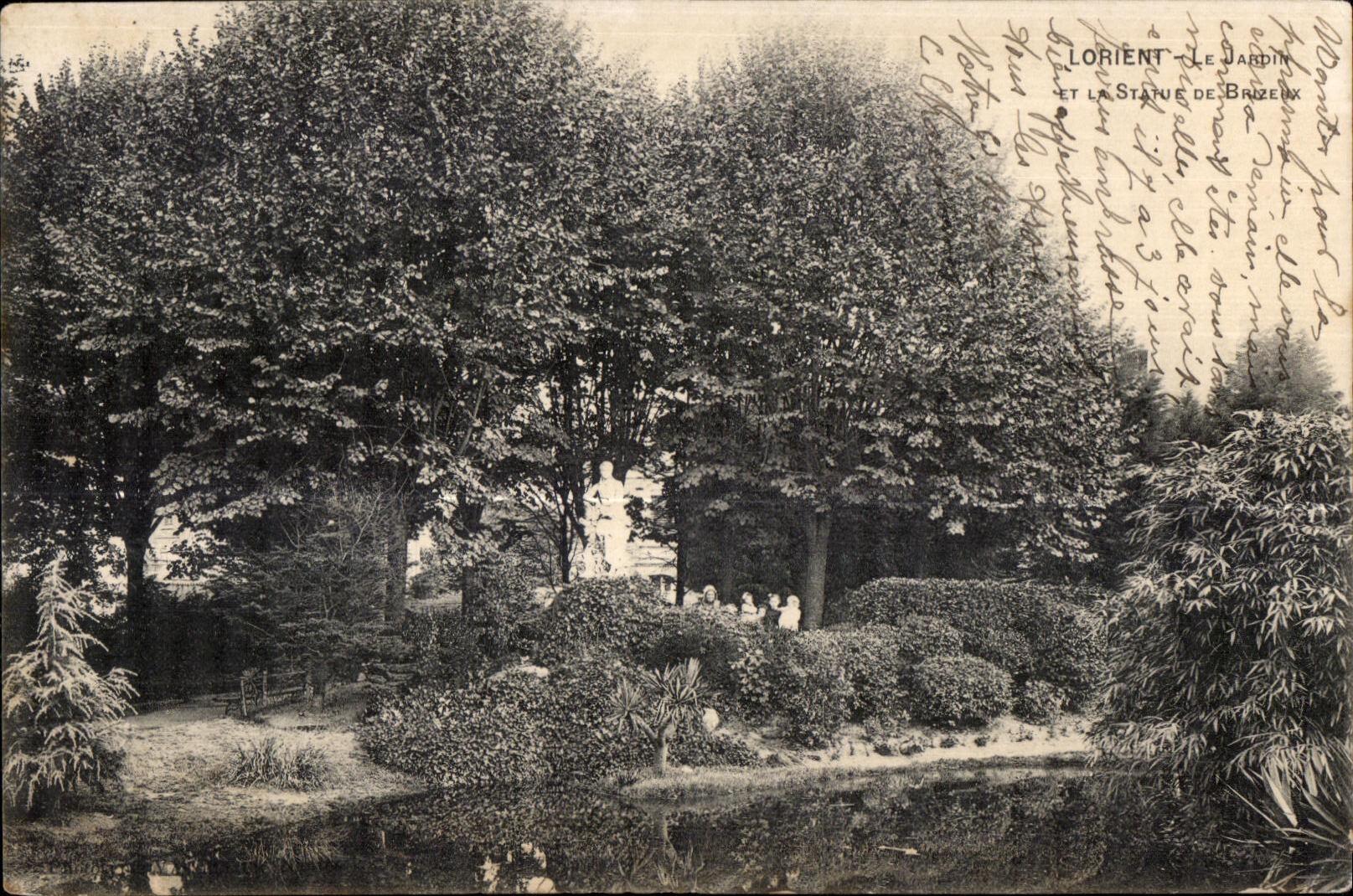 CPA Lorient Le Jardin et La Statue De Brizeux