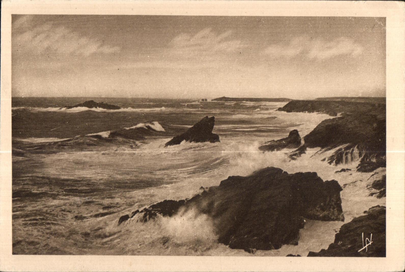 CPA Presqu ile de Quiberon La Cote Sauvage Cote Bretonne
