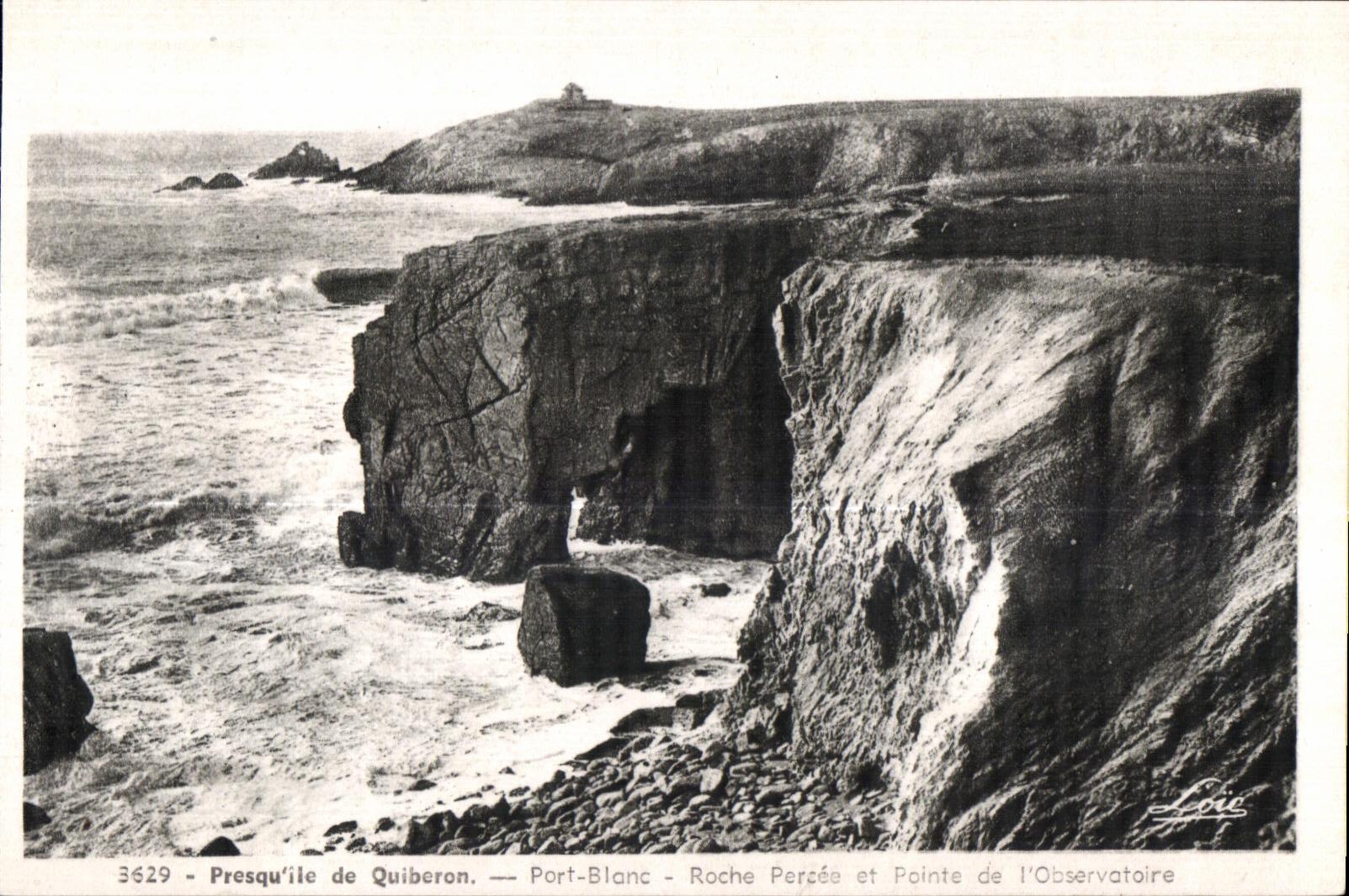 CPA Presqu ile de Quiberon port Blanc Roche Persea et pointe de l Observatoire