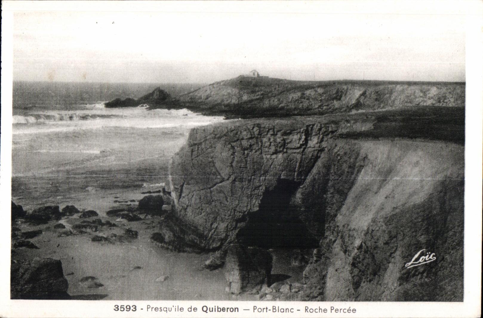 CPA Presqu ile de Quiberon Port Blanc Roche Percee