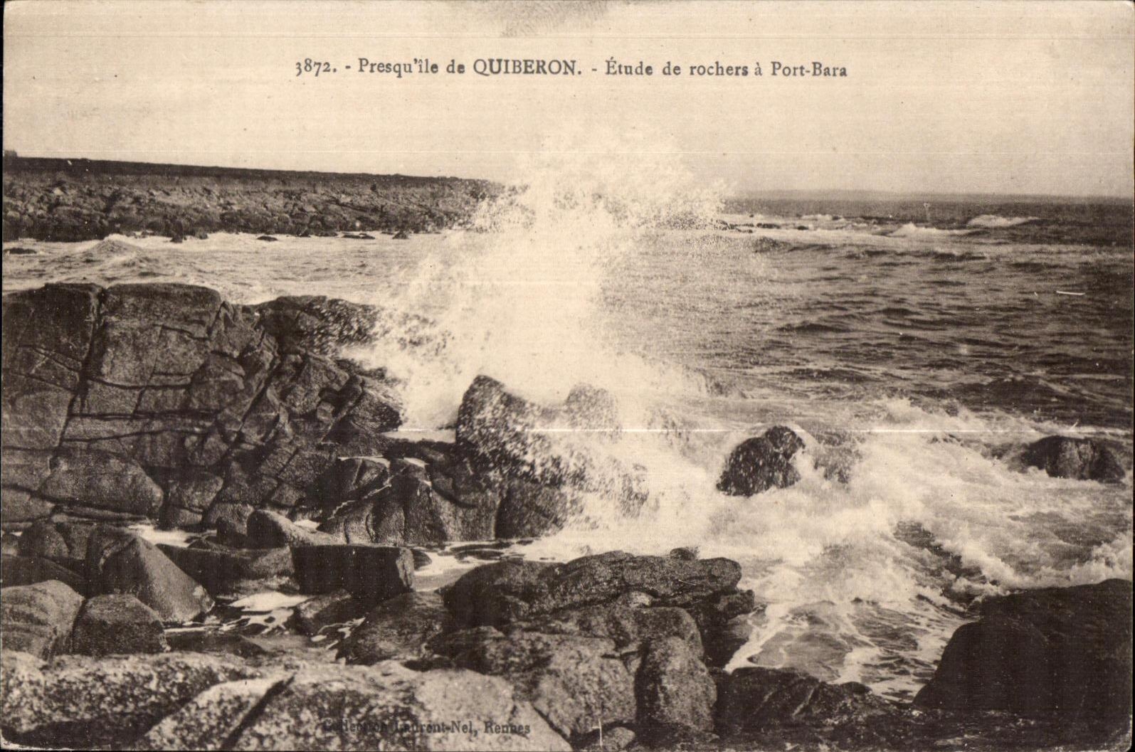 CPA Presqu ile de Quiberon Etude de rochers a Port Bara