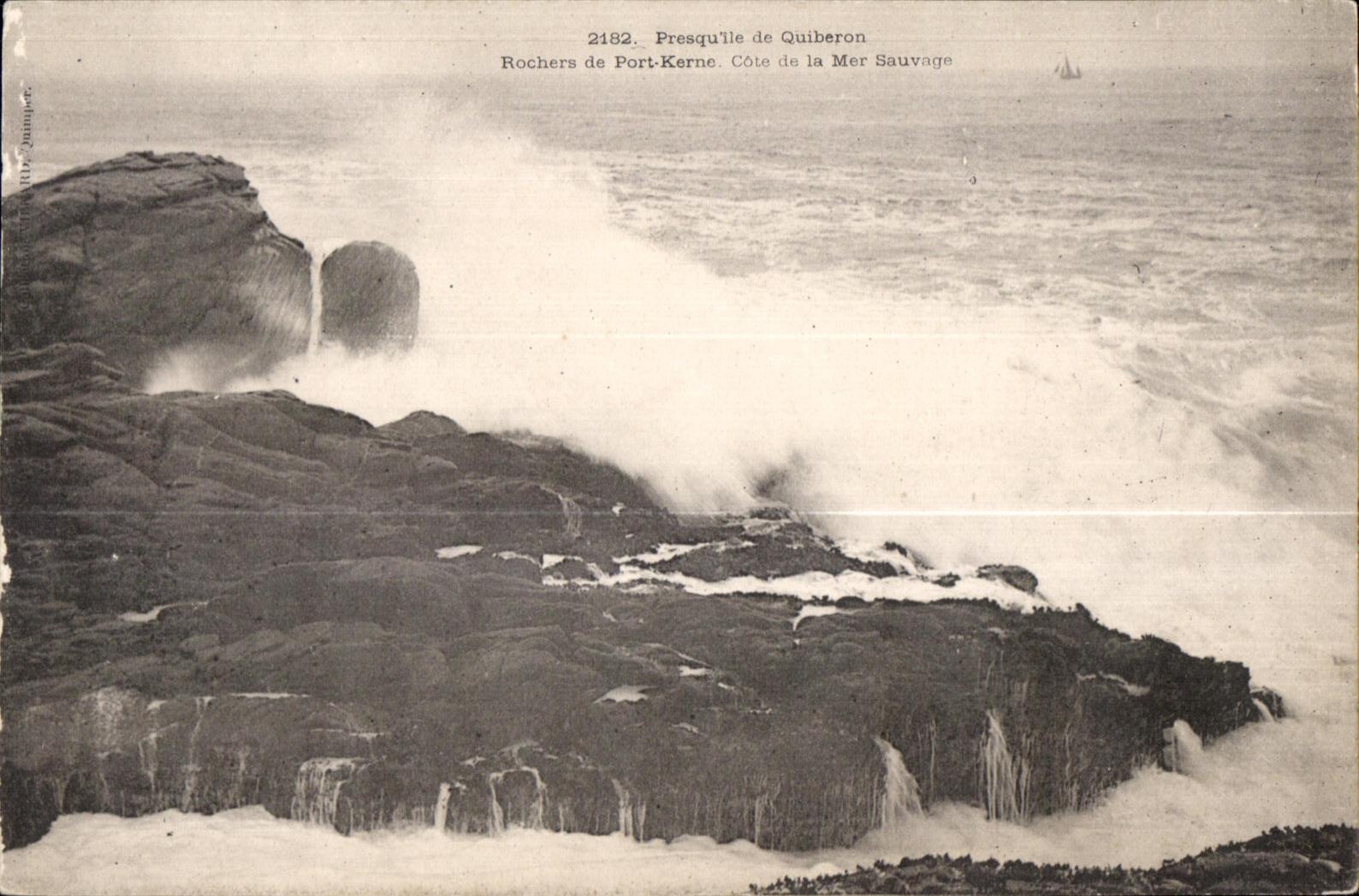 CPA Presqu ile de Quiberon Rochers de Port Kerne Cote de la Mer Sauvage