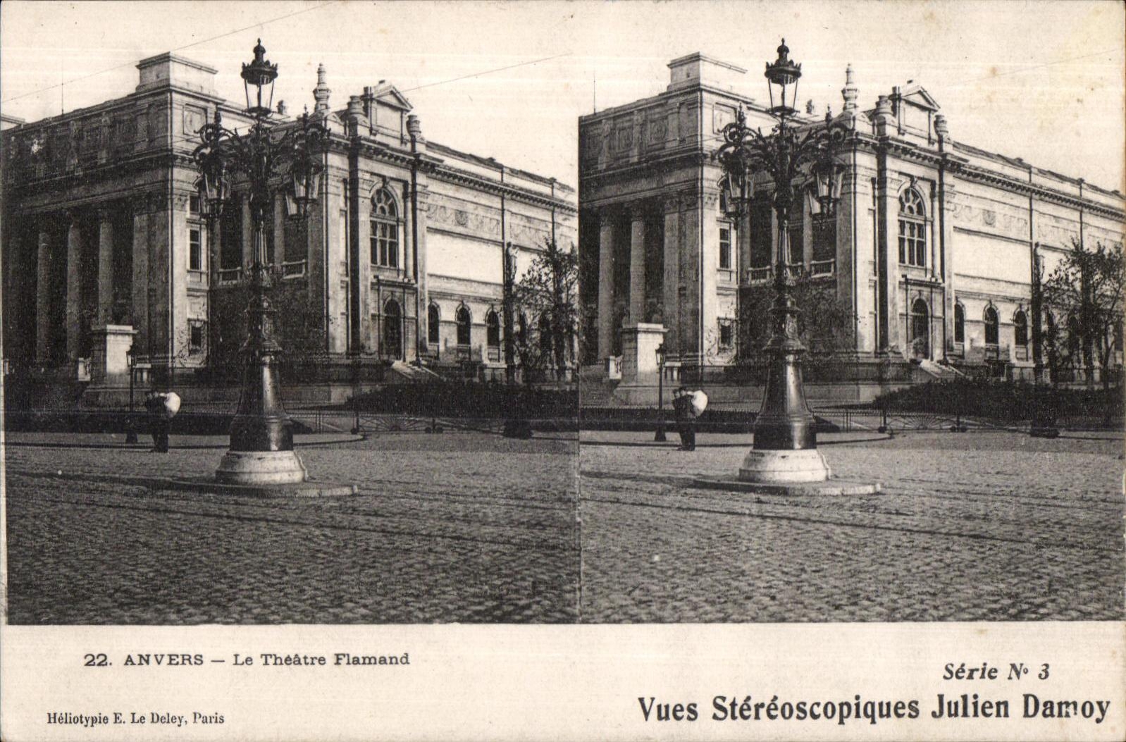 CPA Amberes el teatro flamenco Julien estereoscopico visto serie Damoy