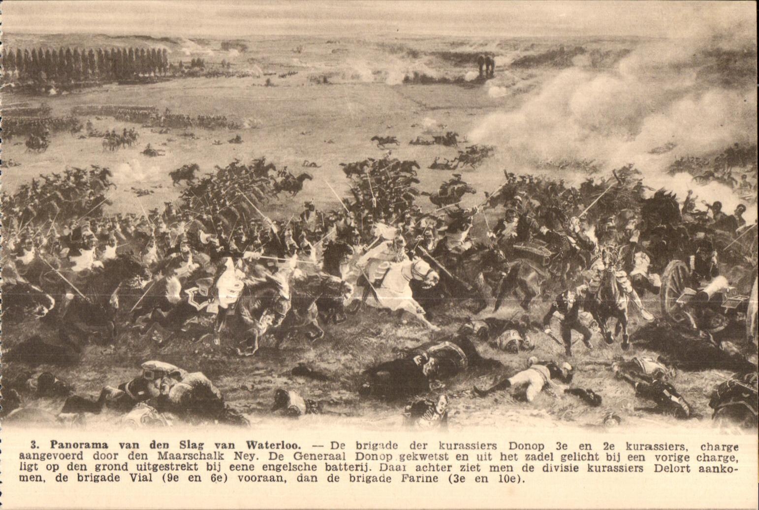 CPA Panorama van den Slag van Waterloo Of brigude DER kurassiers Donop Militaria