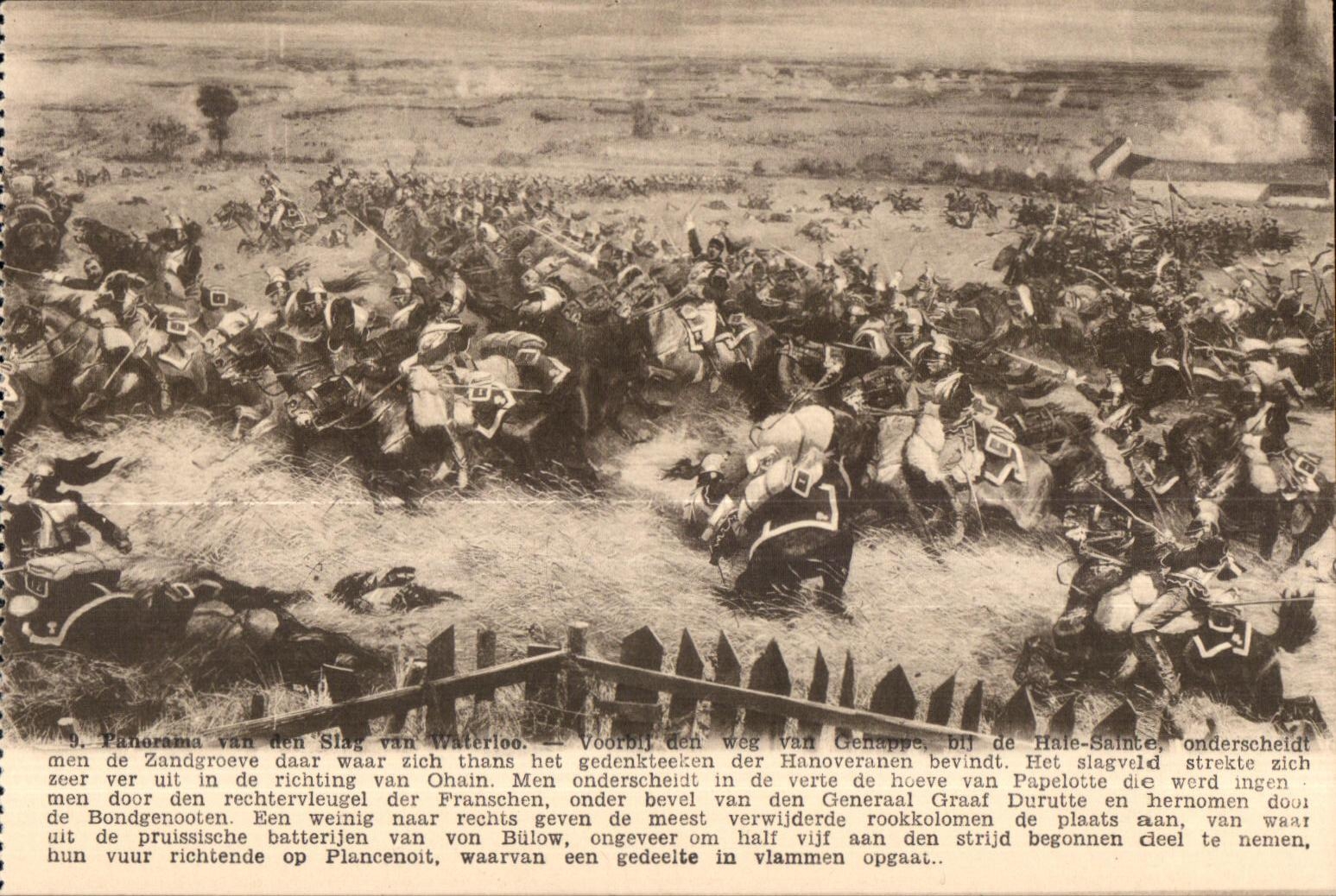 CPA Panorama van den Slag van Waterloo Voorbij den weg van Genxppe bij of Hauls onderscheidt Militaria Sainte