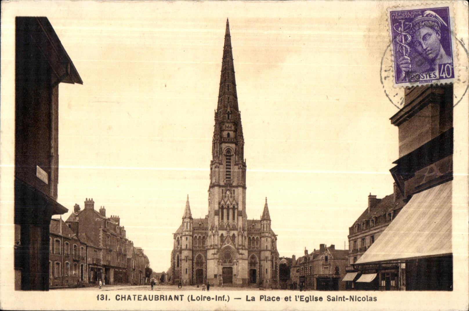 Chateaubriant - the Place and Church Saint Nicolas - CPA