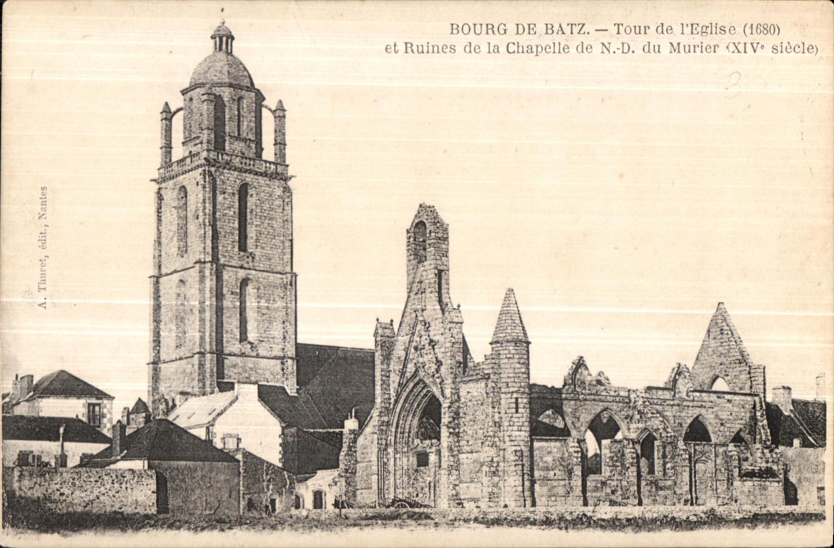 CPA Bourg del viaje de Batz de I elige y las ruinas de la cAmara acorazada del Arbol de mora