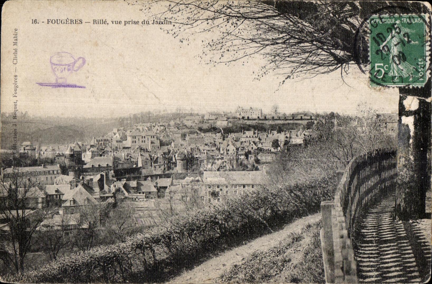 CPA Fougeres Rille vue prise du Jardin