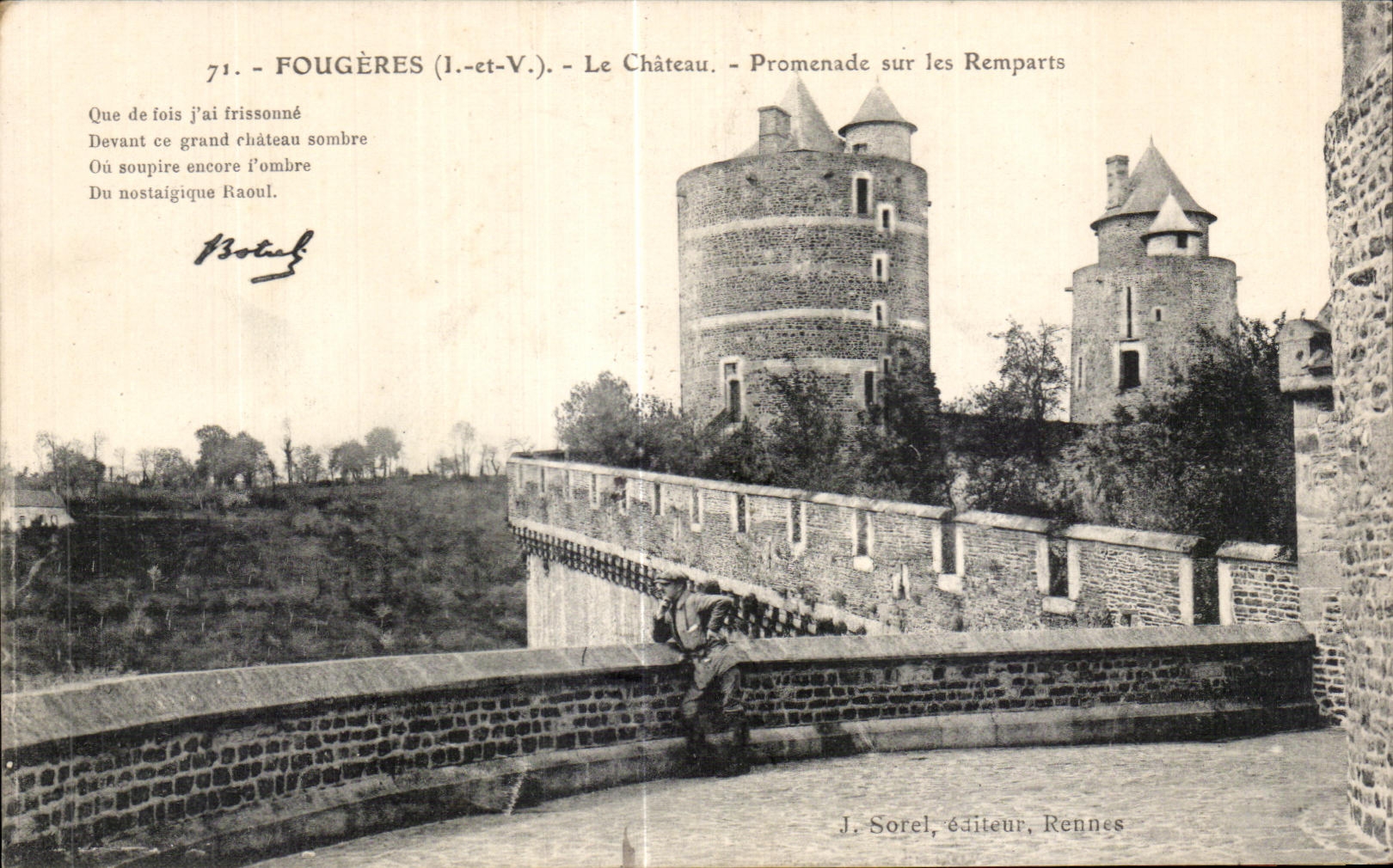 CPA Fougeres Le Chateau Promenade sur les Remparts