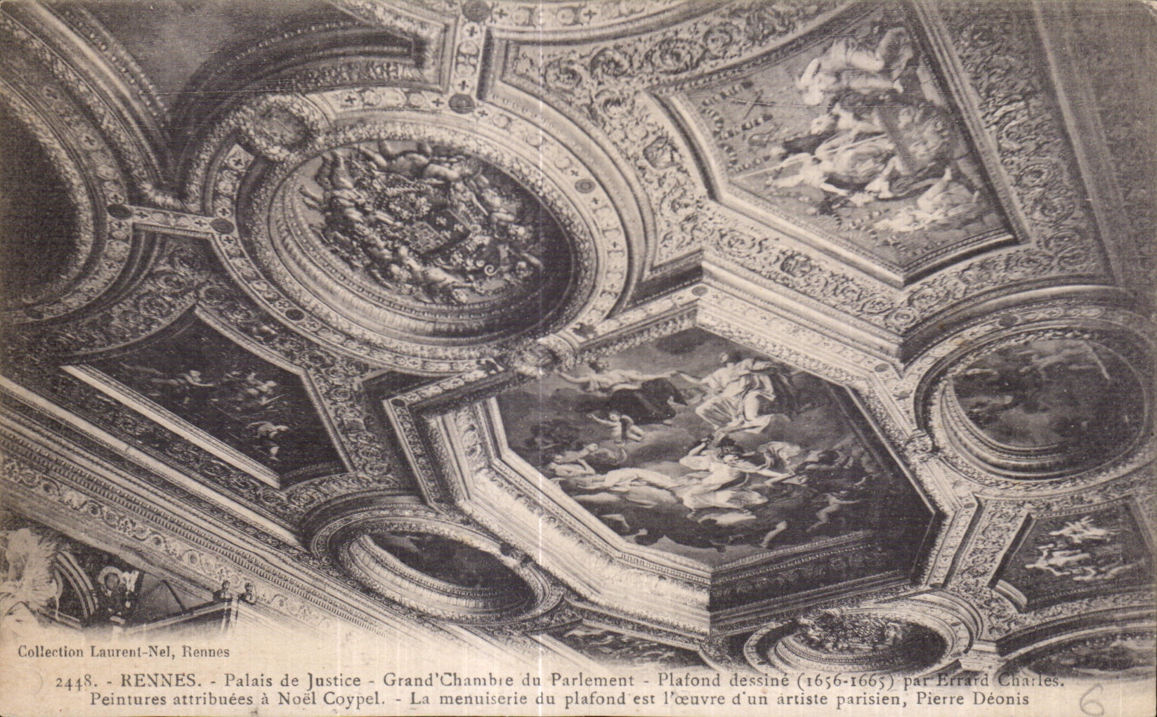 CPA Rennes Palais de Justice Grand Chambre du Parlement Plafond dessinc Par Errard Chatles Pointures attribnees a Noet