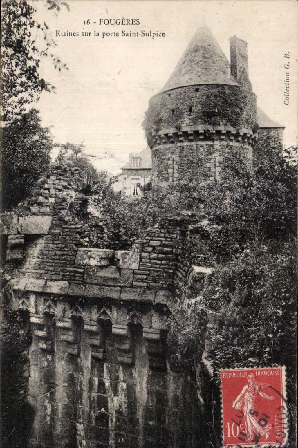 CPA Fougeres Ruines sur la porte Saint Sulpice