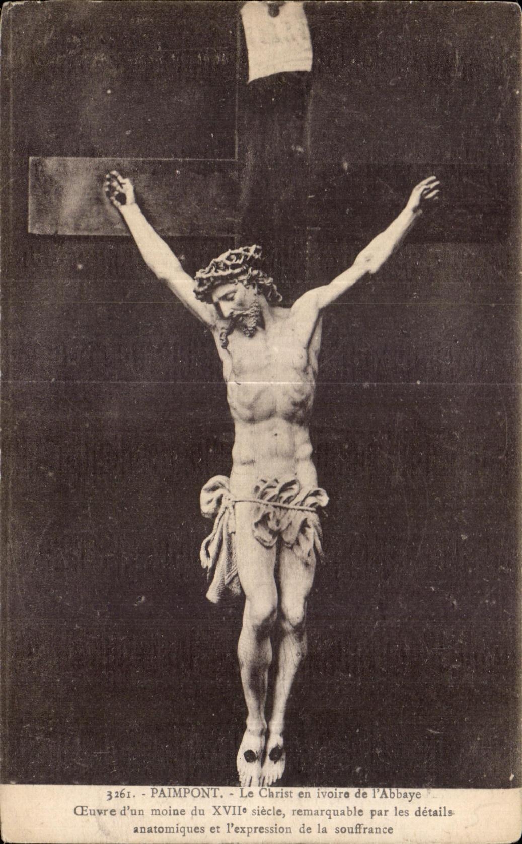 CPA Paimpont ivory Christ of Abbey Ceuvre um monk Xvii century old remarkable by the details