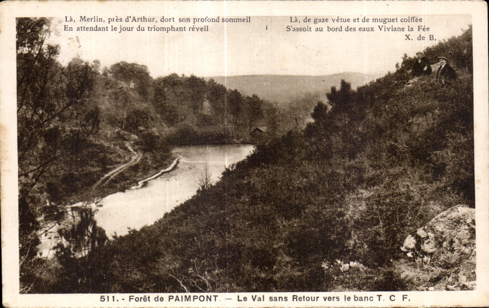 CPA forest of Paimpont the Valley without return towards the bench