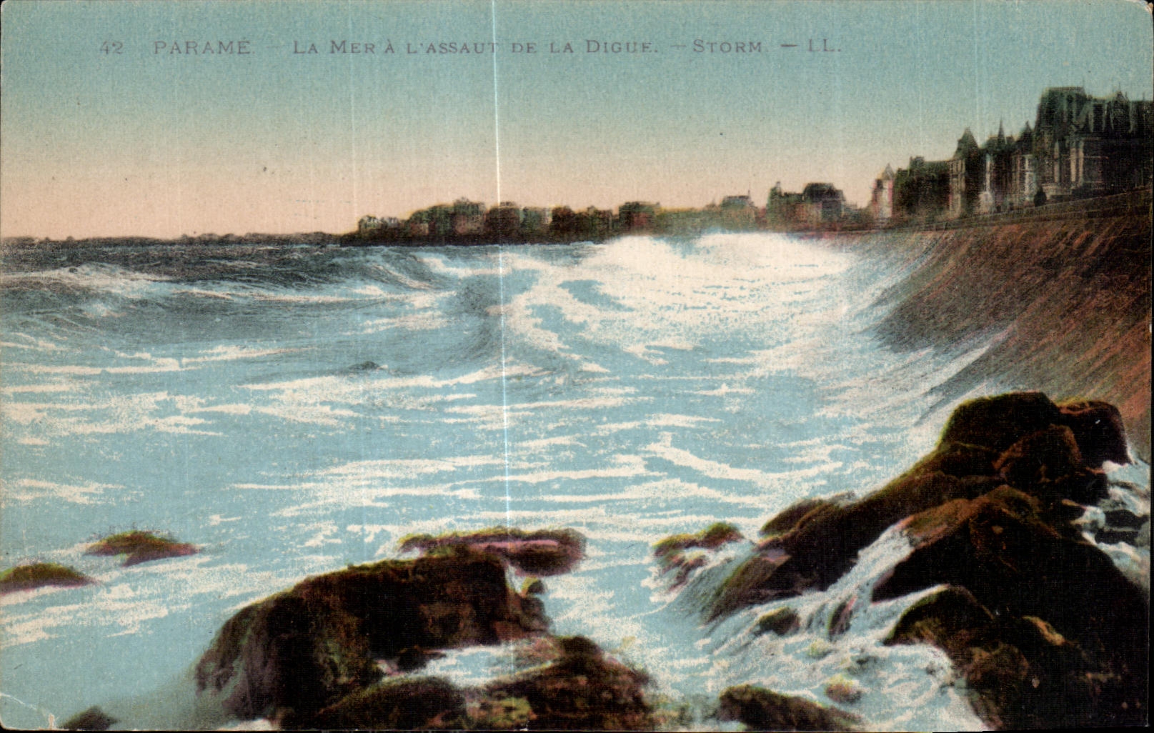 CPA Parame La Mer A L Assaut De La Digue Storm