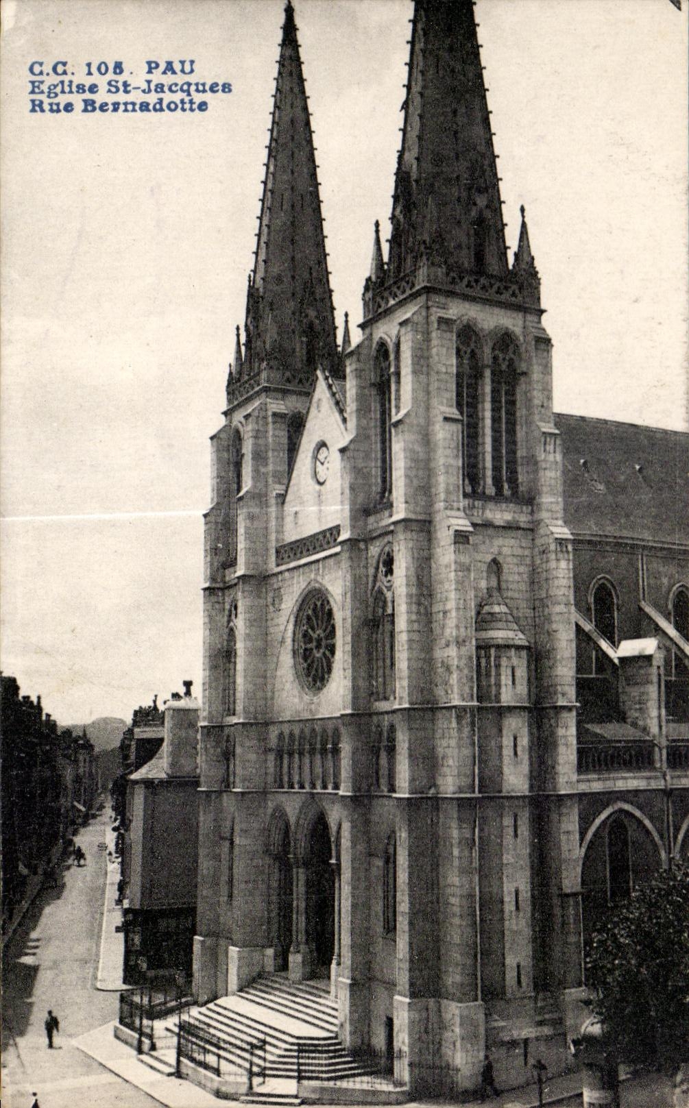 CPA Pau Church St Jacques Street Bernadotte
