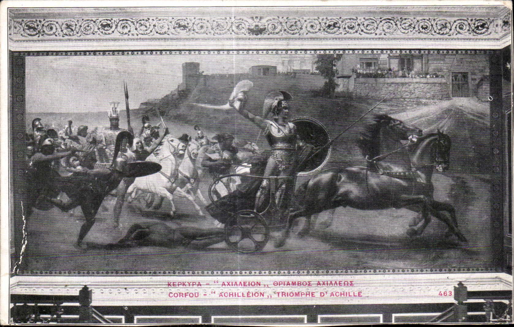 CPA Corfou Achilleio Triumphs Achille Cheval Horse Greece