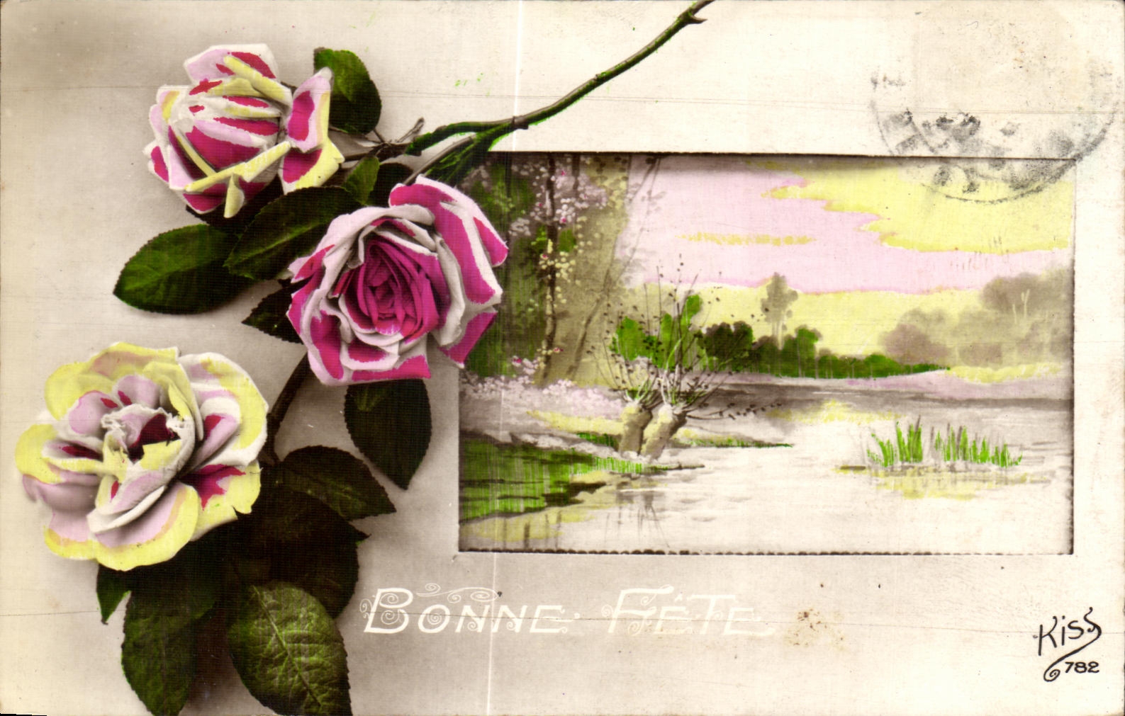 CPA Fantaisie Bonne Fete Rose